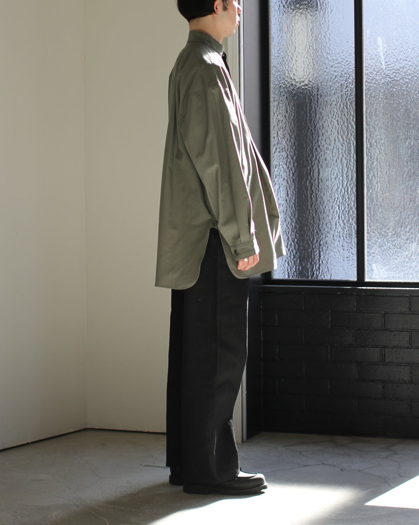 meanswhile/Uniform Poplin Officer's SH "SAGE GREEN"