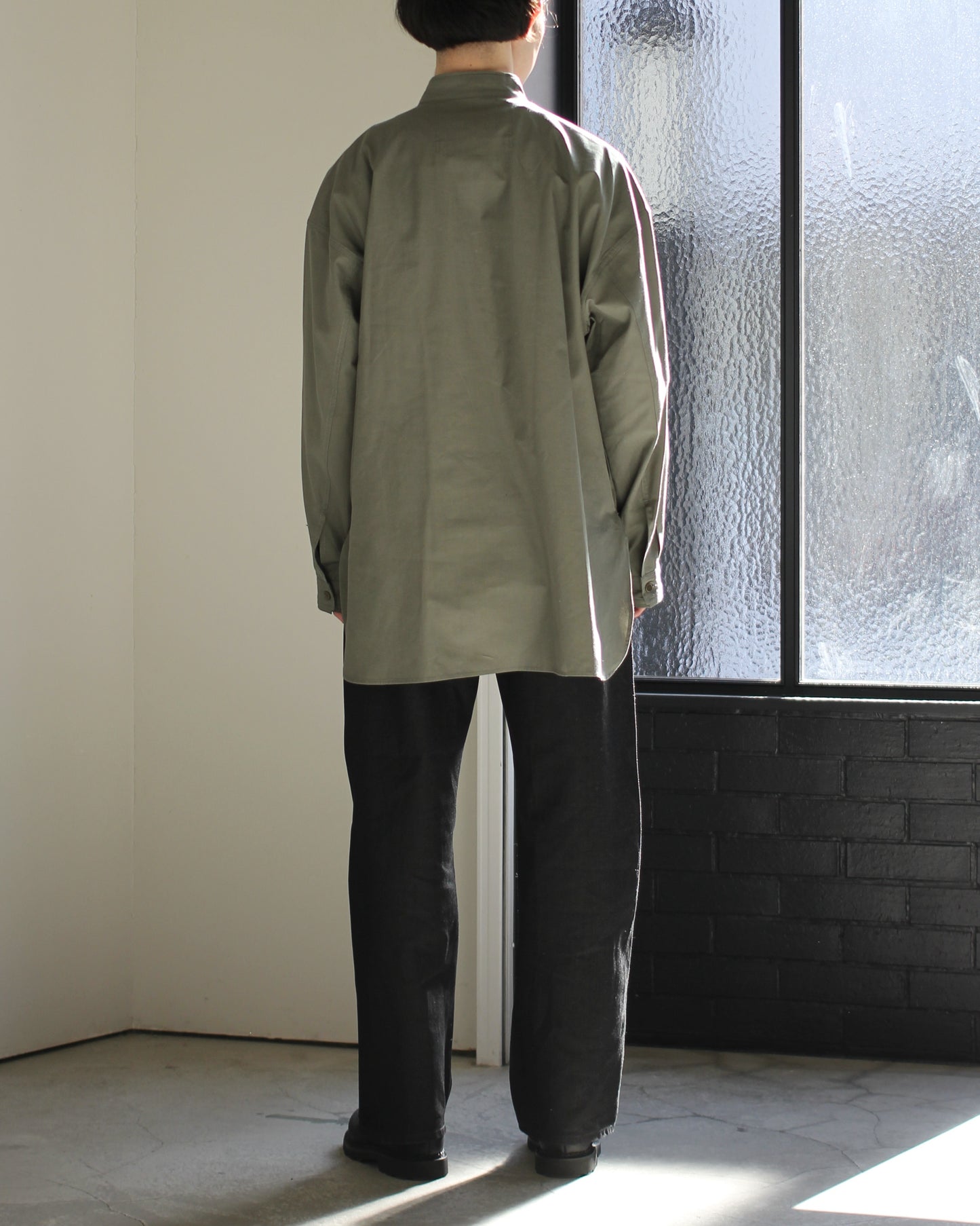 meanswhile/Uniform Poplin Officer's SH "SAGE GREEN"