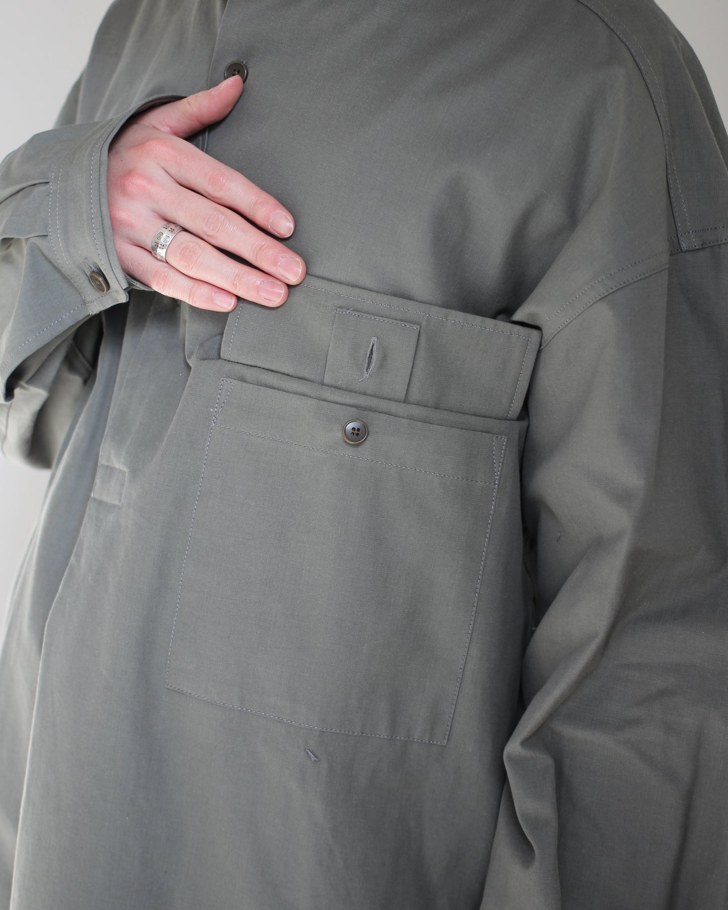 meanswhile/Uniform Poplin Officer's SH "SAGE GREEN"