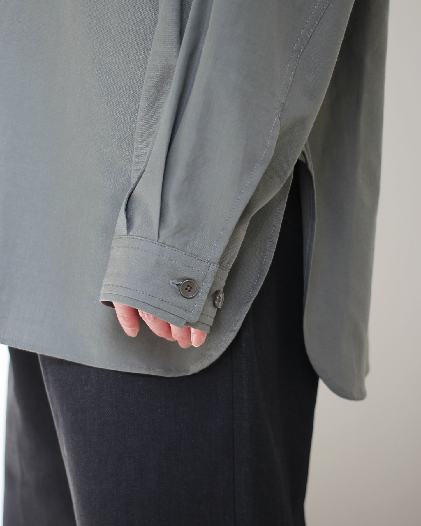 meanswhile/Uniform Poplin Officer's SH "SAGE GREEN"