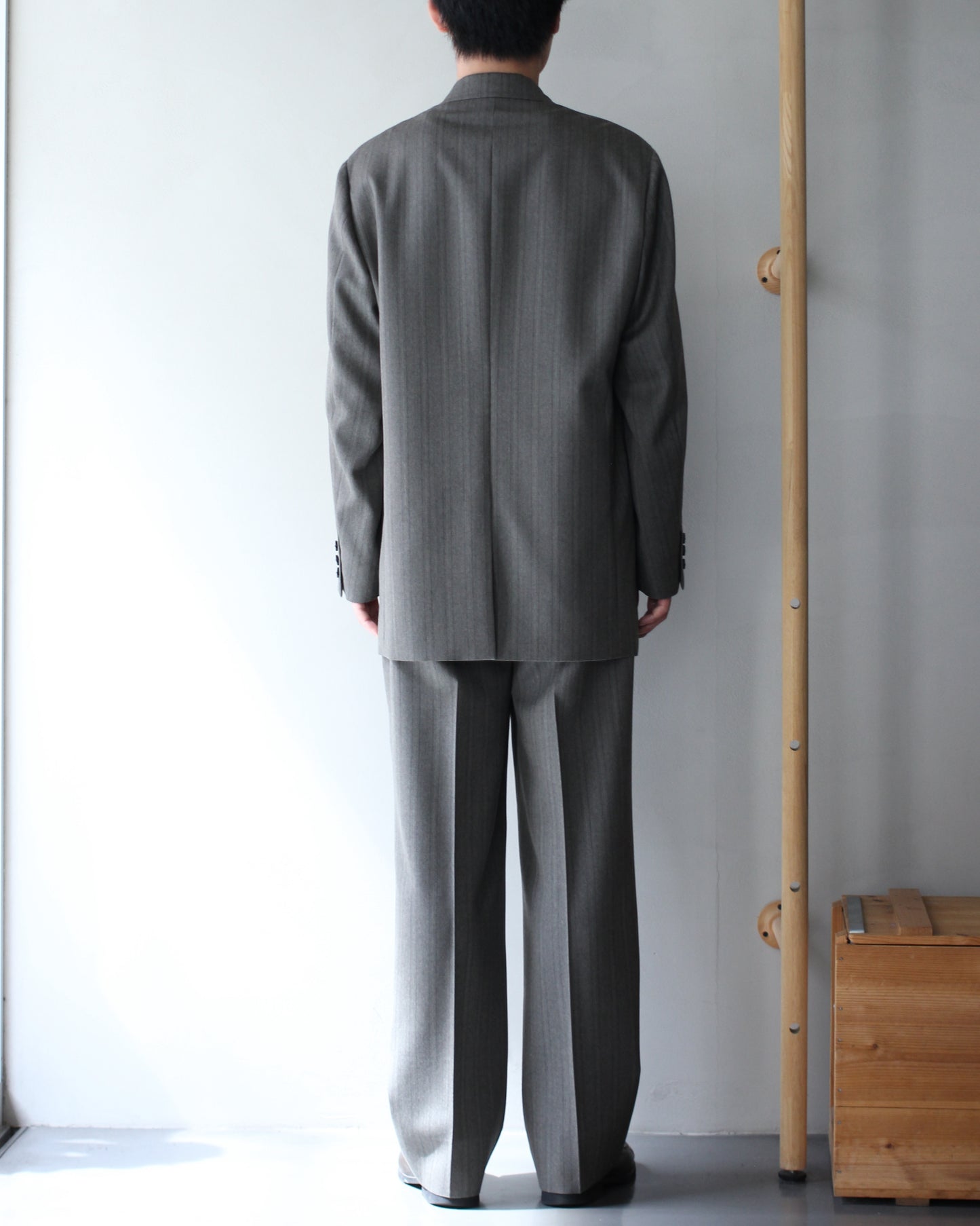 ULTERIOR / MELANGE HERRINGBONE STRIPE DB JKT"DUSTY GREY"