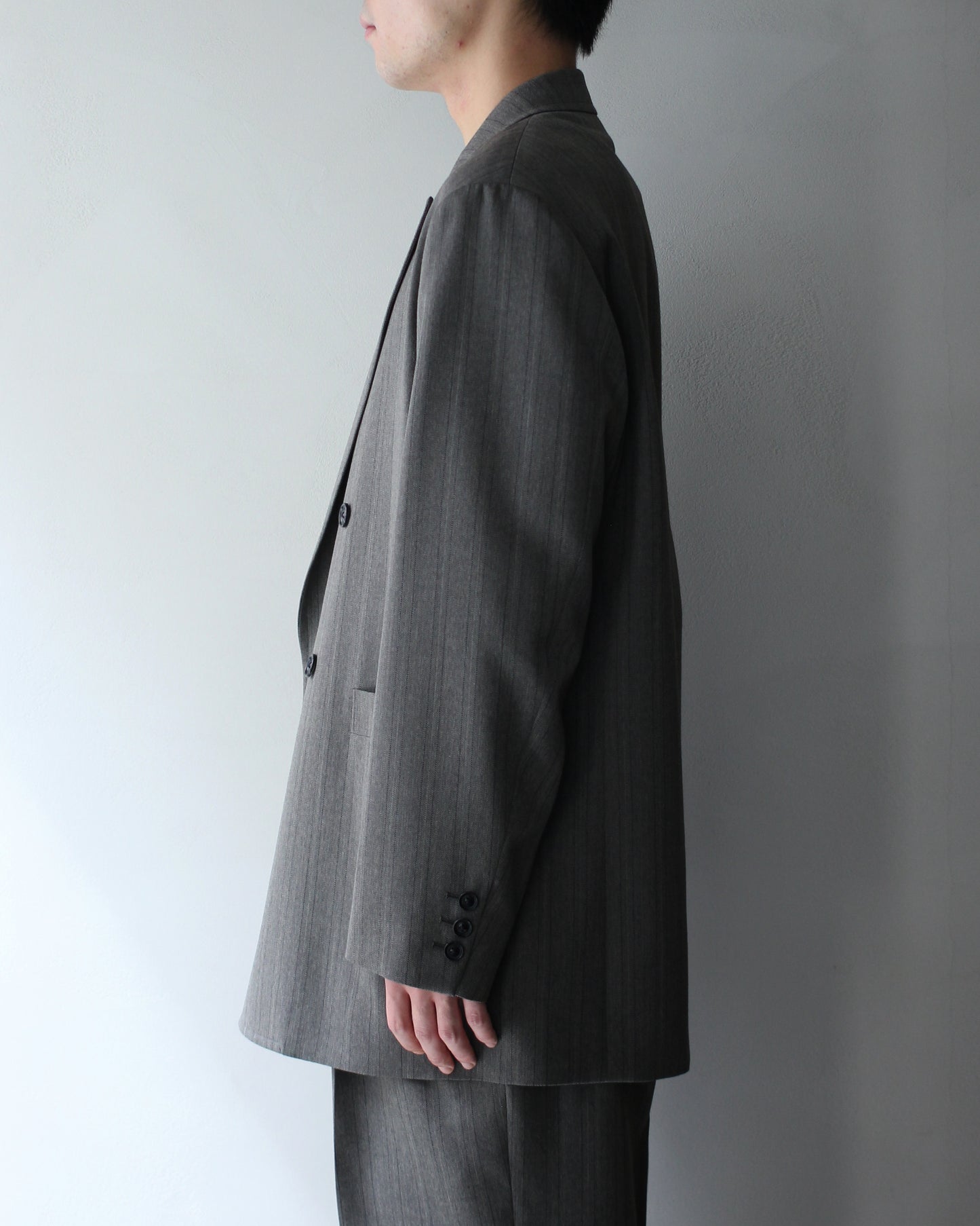 ULTERIOR / MELANGE HERRINGBONE STRIPE DB JKT"DUSTY GREY"