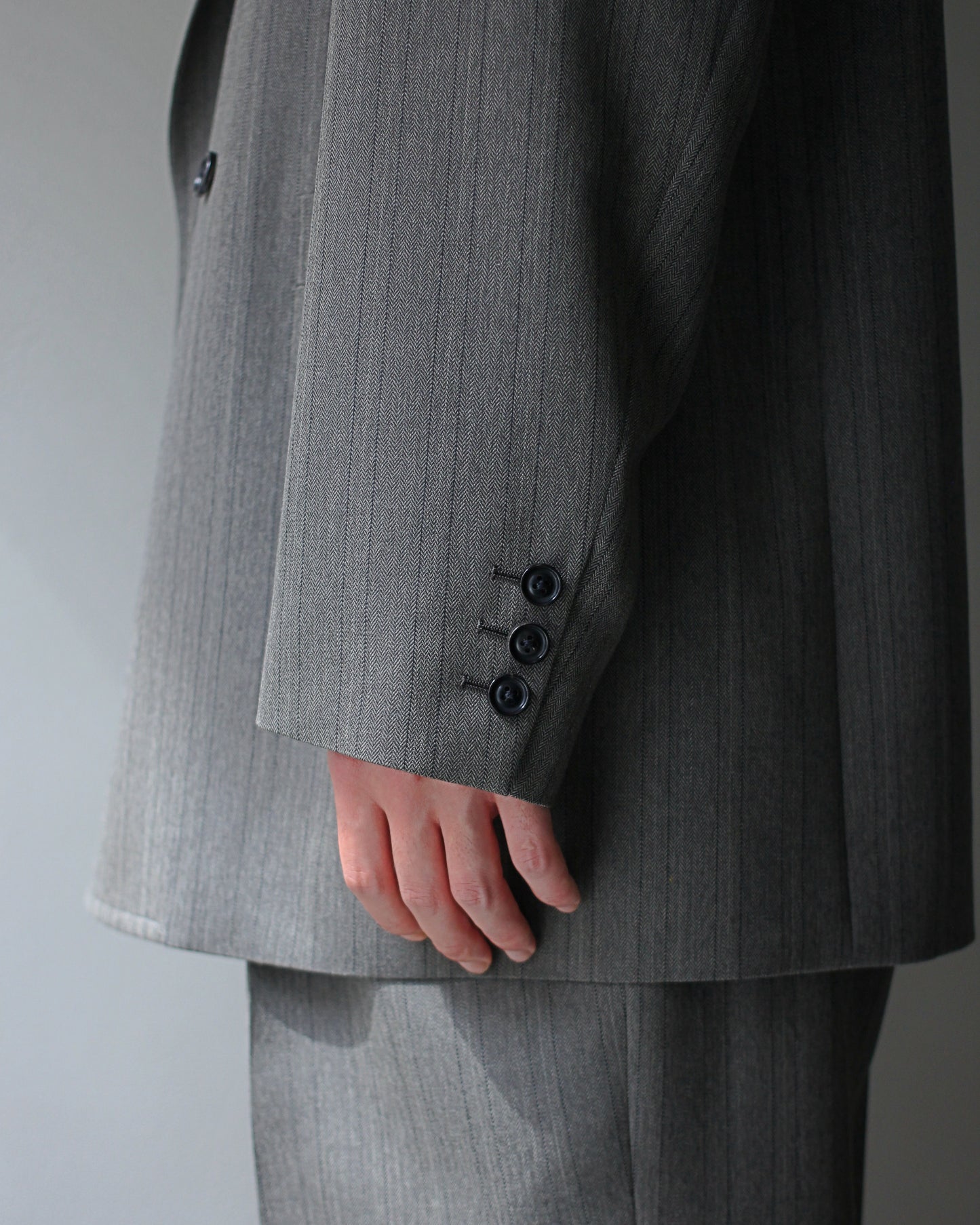 ULTERIOR / MELANGE HERRINGBONE STRIPE DB JKT"DUSTY GREY"