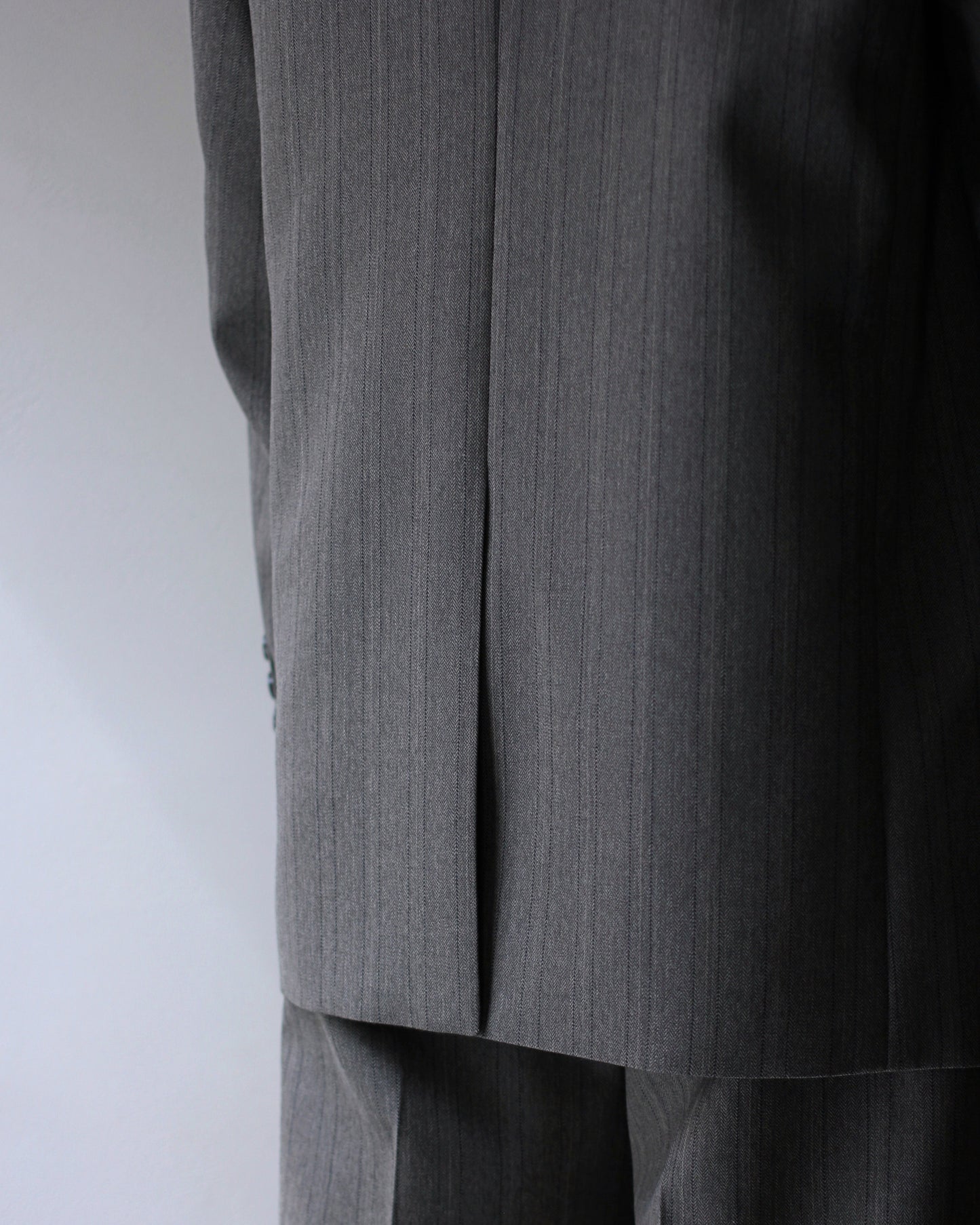 ULTERIOR / MELANGE HERRINGBONE STRIPE DB JKT"DUSTY GREY"