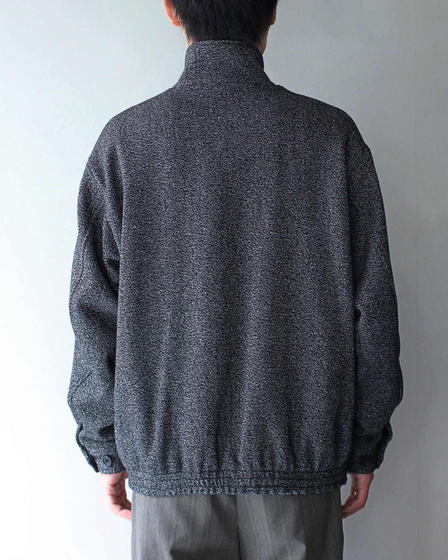 ULTERIOR / WOOL SILK KERSEY ZIP UP JKT ”BLACK IVORY″