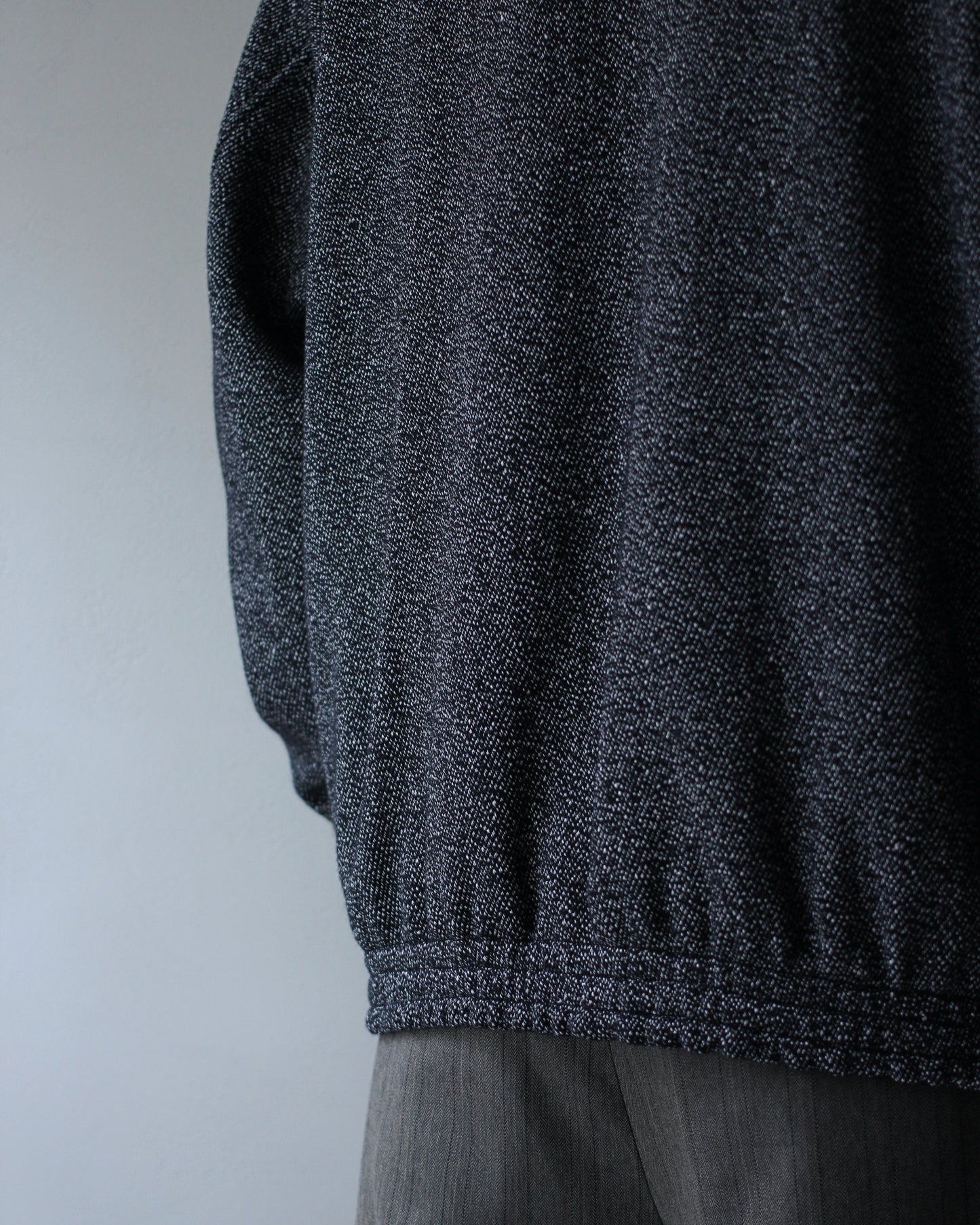 ULTERIOR / WOOL SILK KERSEY ZIP UP JKT ”BLACK IVORY″