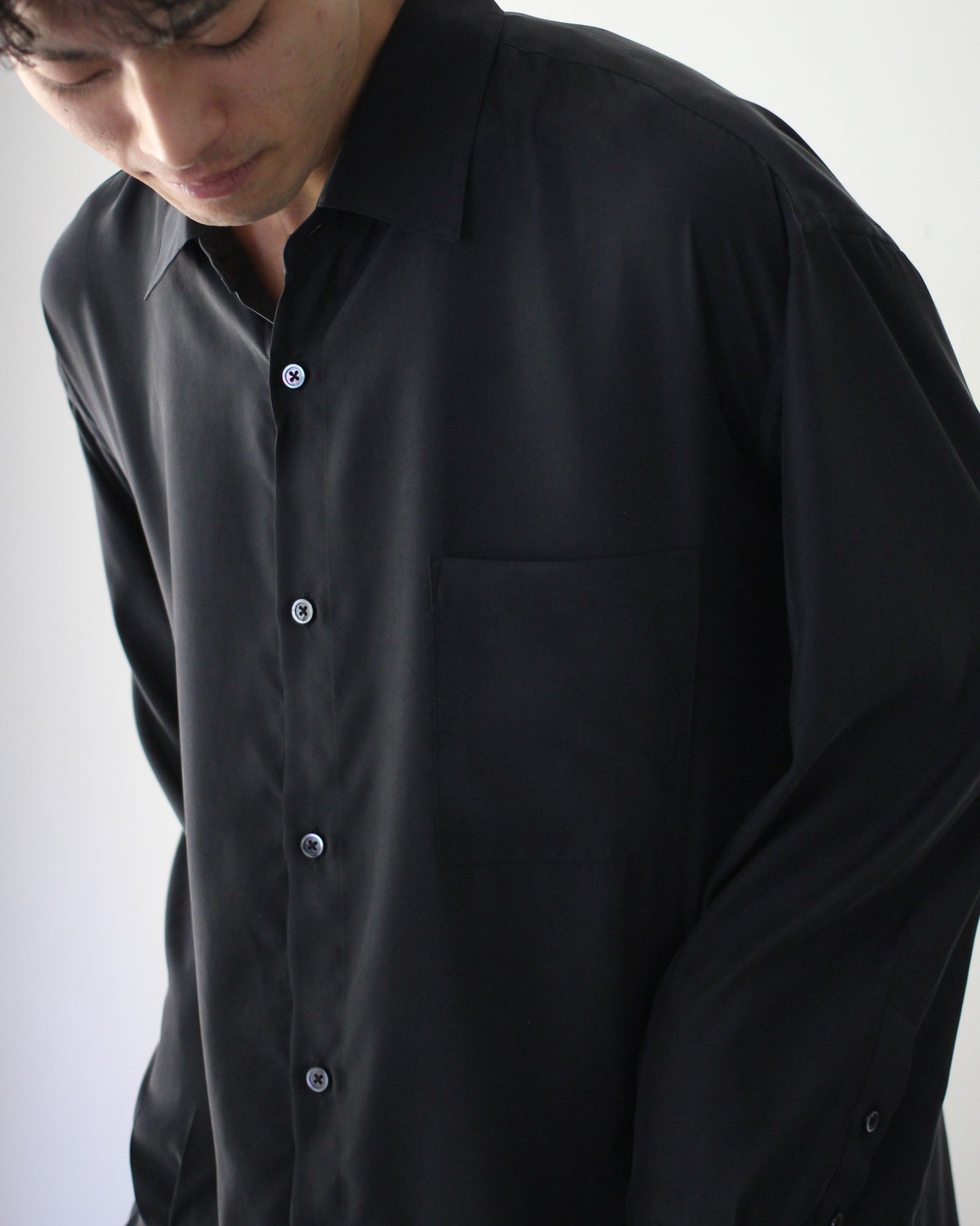 stein / OVERSIZED CUPRO LS SHIRT "BLACK"