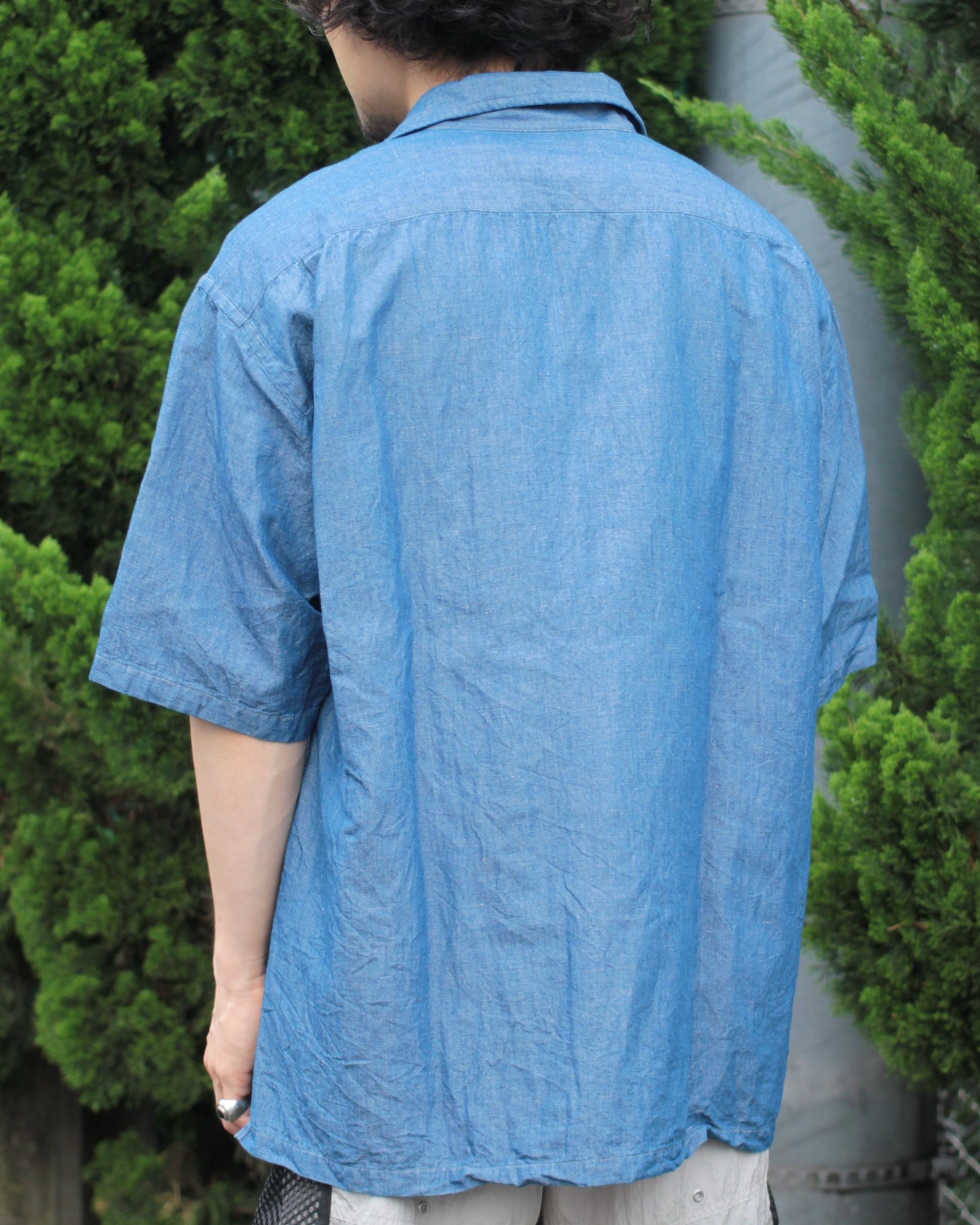 Caledoor / cotton Linen Open Collar Shirt"INDIGO"