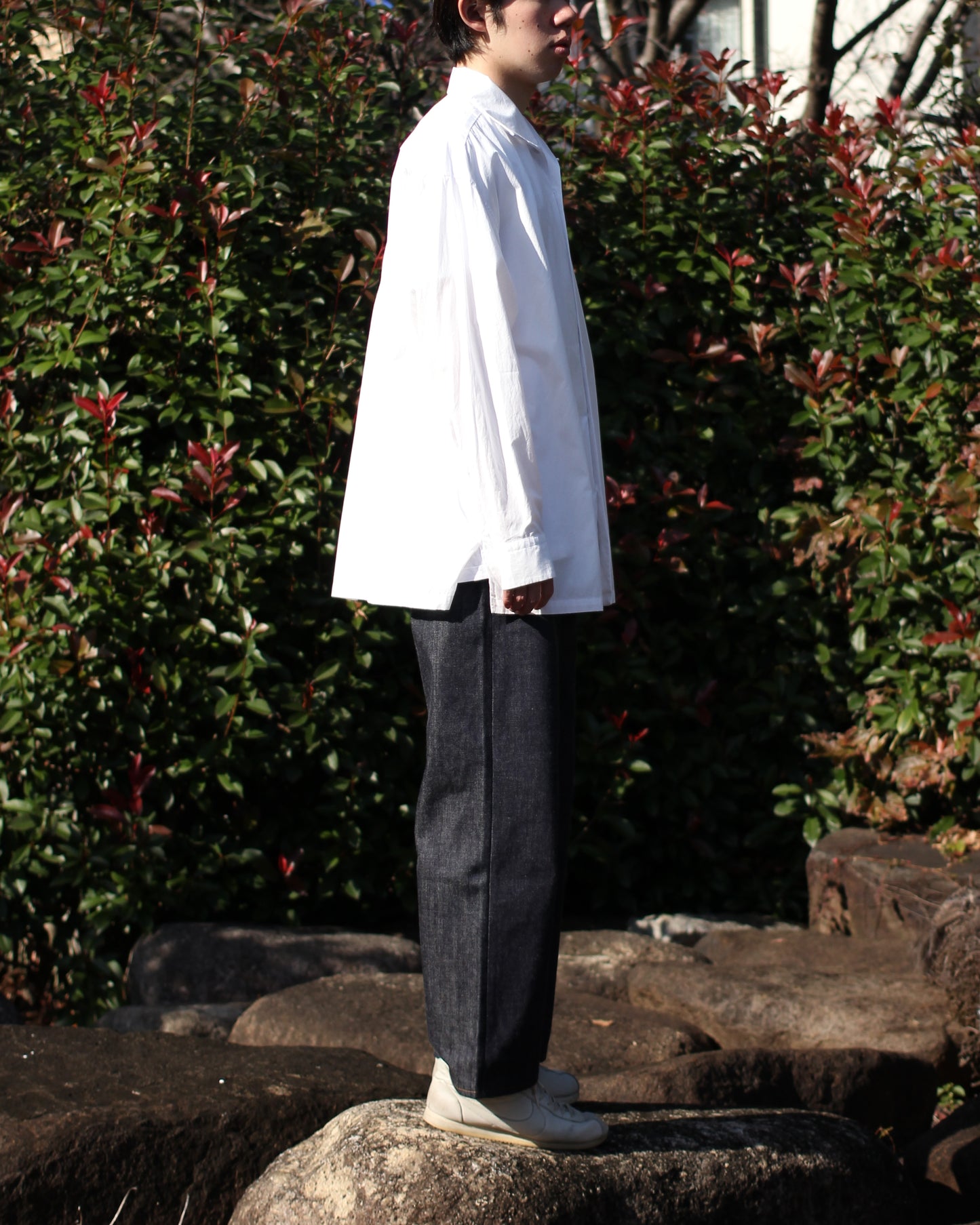 SOWBOW(蒼氓)/ONE PIECE COLLAR SHIRT(ワンピースカラーシャツ)"WHITE"
