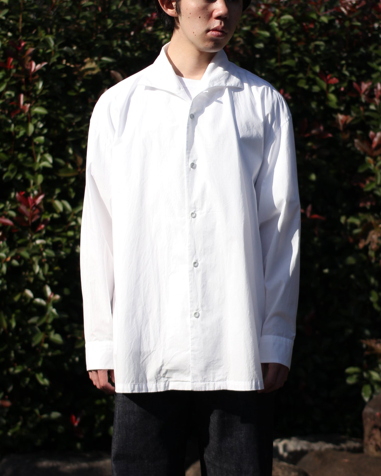 SOWBOW(蒼氓)/ONE PIECE COLLAR SHIRT(ワンピースカラーシャツ)"WHITE"