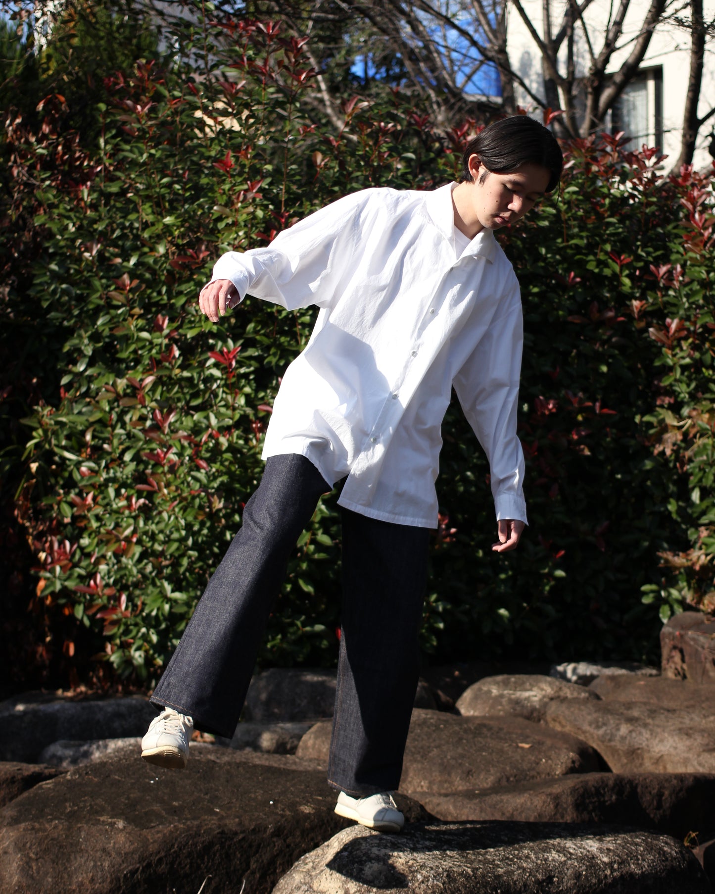 SOWBOW(蒼氓)/ONE PIECE COLLAR SHIRT(ワンピースカラーシャツ)"WHITE"