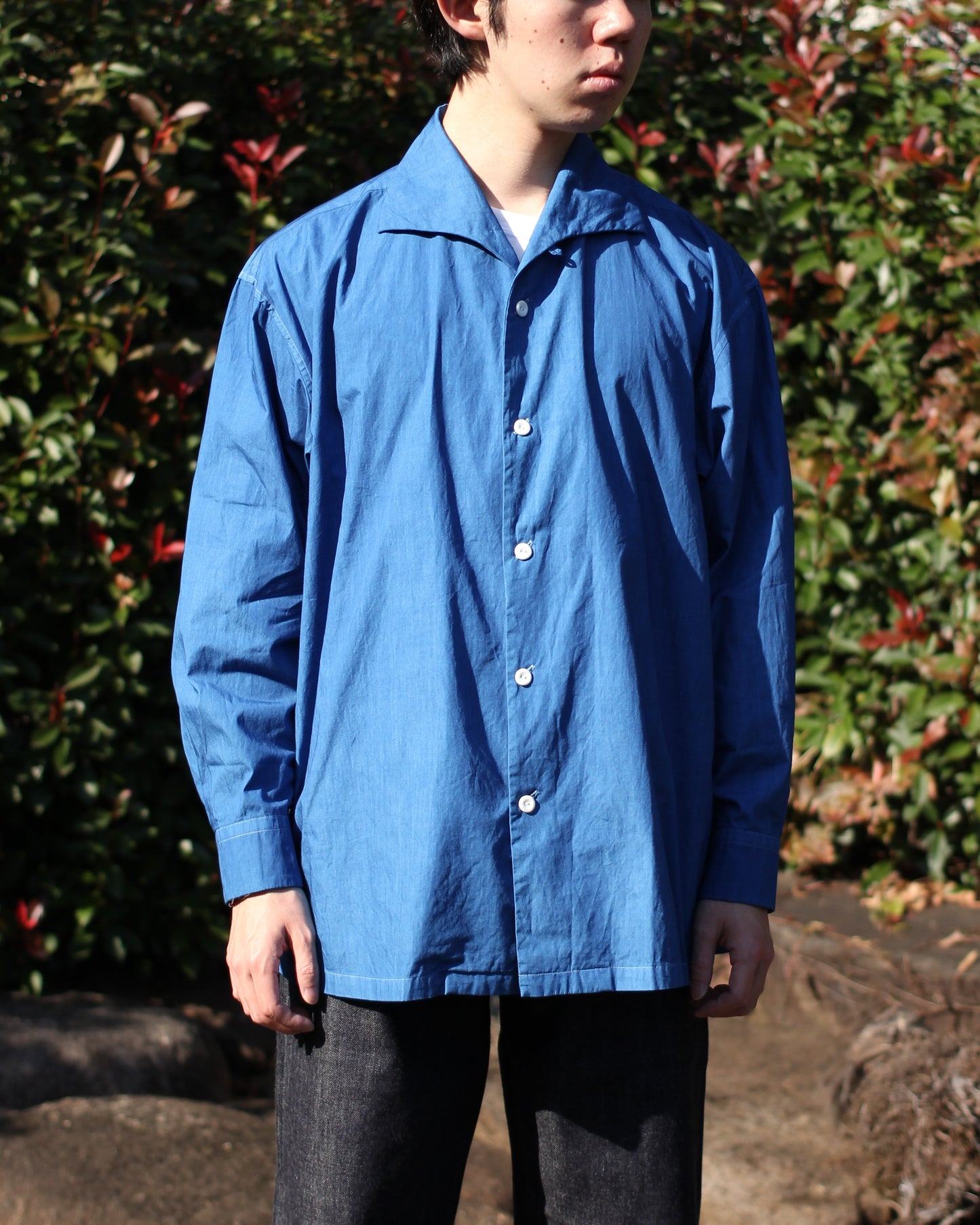SOWBOW(蒼氓)/ONE PIECE COLLAR SHIRT(ワンピースカラーシャツ)"LT.INDIGO"