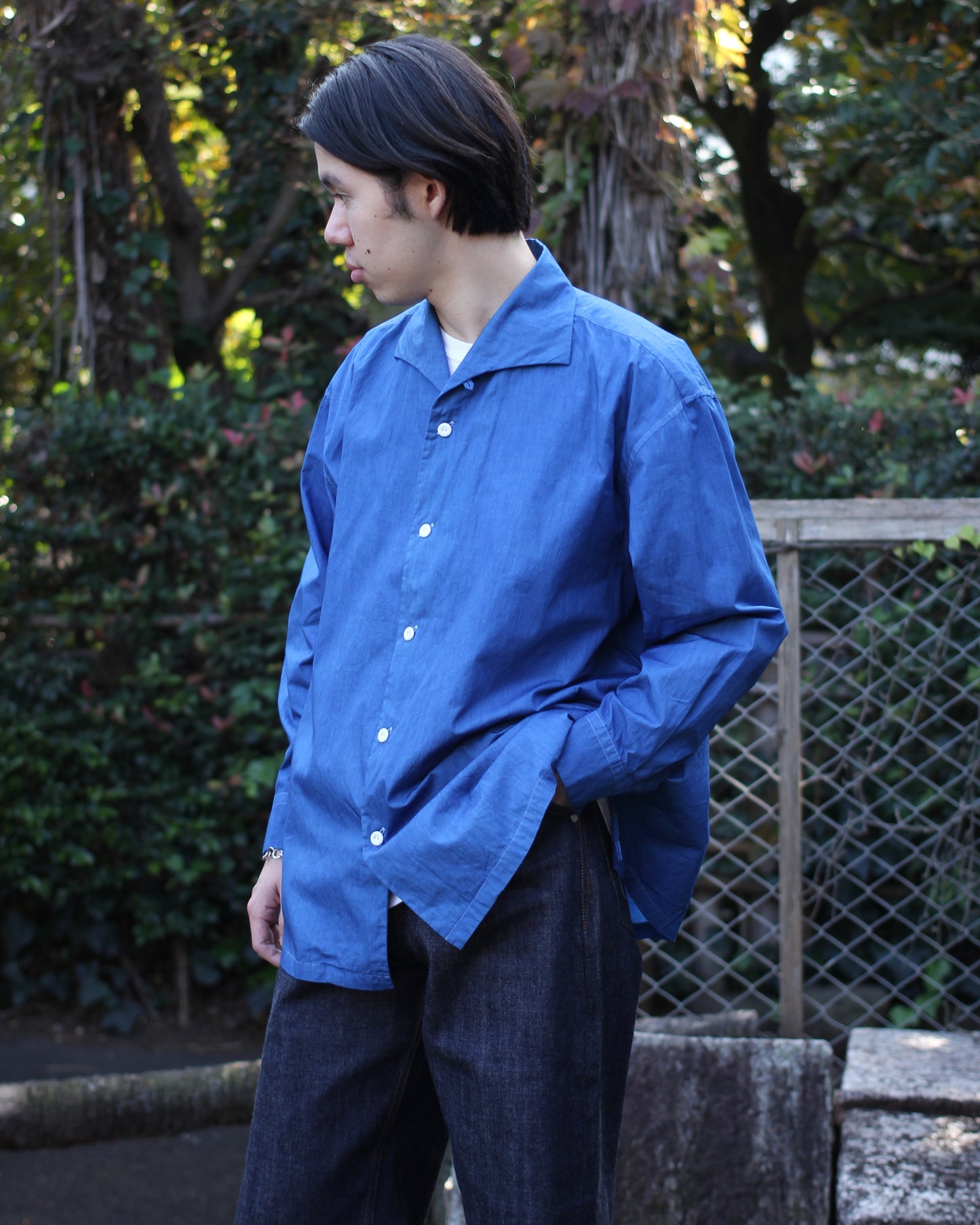 SOWBOW(蒼氓)/ONE PIECE COLLAR SHIRT(ワンピースカラーシャツ)"LT.INDIGO"