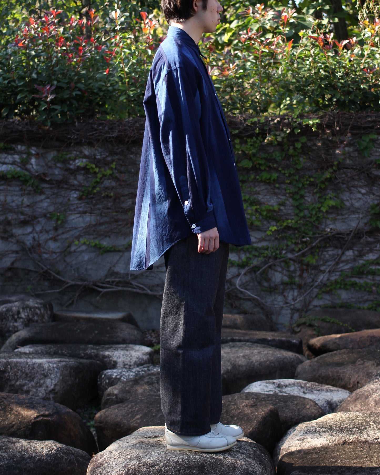 sowbow(蒼氓)/ROUND BOTTOM RC SHIRT "True INDIGO Stripe"