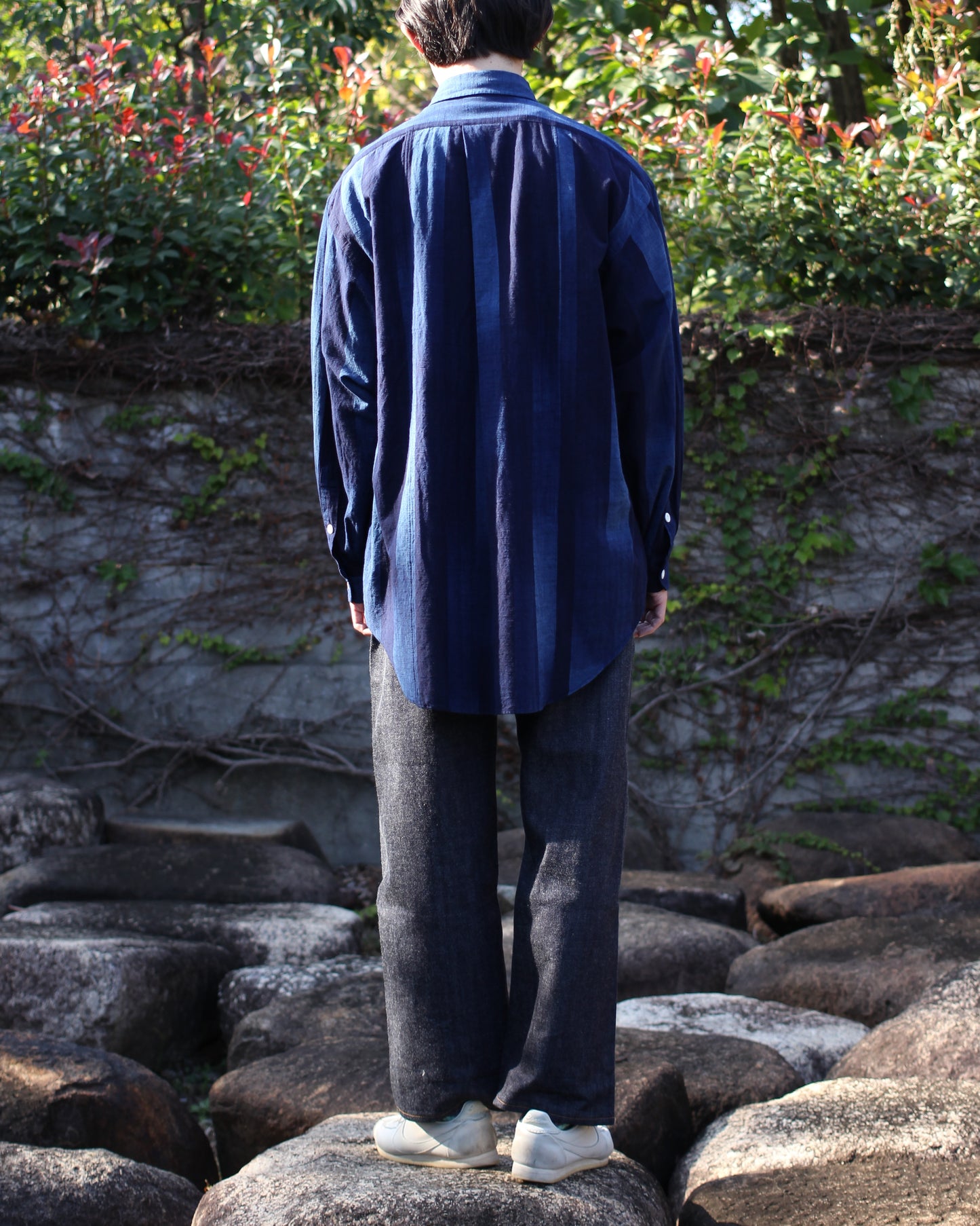 sowbow(蒼氓)/ROUND BOTTOM RC SHIRT "True INDIGO Stripe"