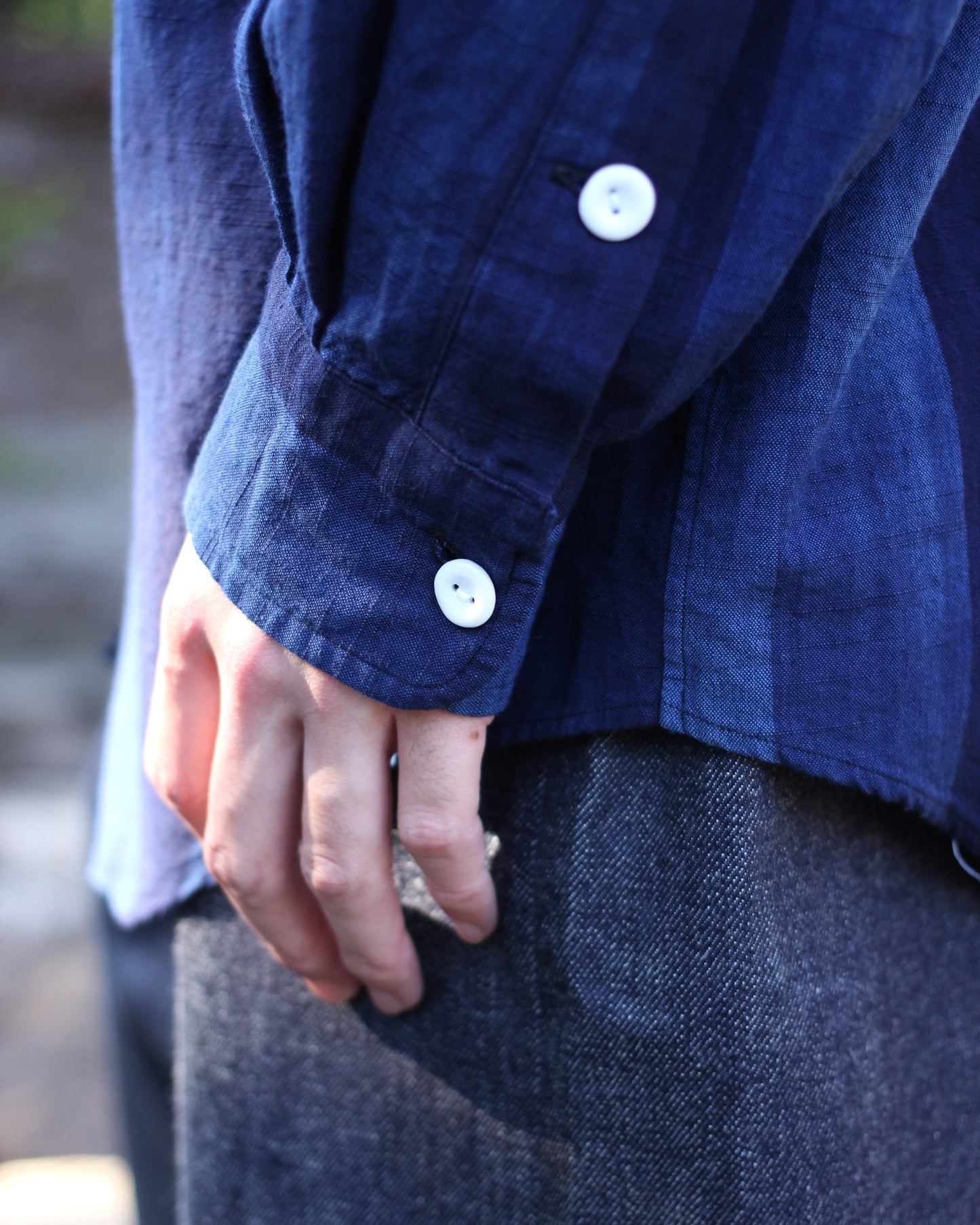 sowbow(蒼氓)/ROUND BOTTOM RC SHIRT "True INDIGO Stripe"