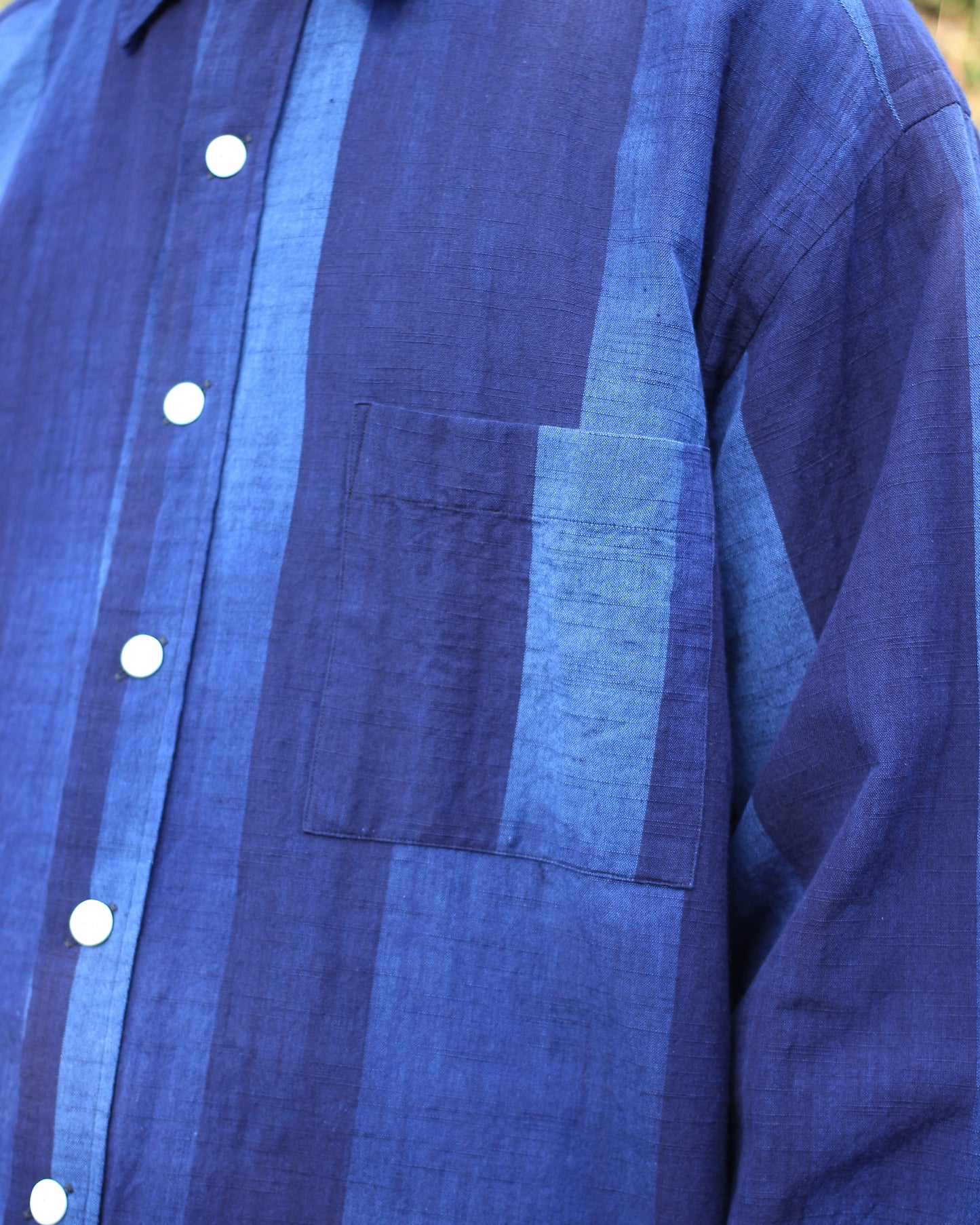 sowbow(蒼氓)/ROUND BOTTOM RC SHIRT "True INDIGO Stripe"