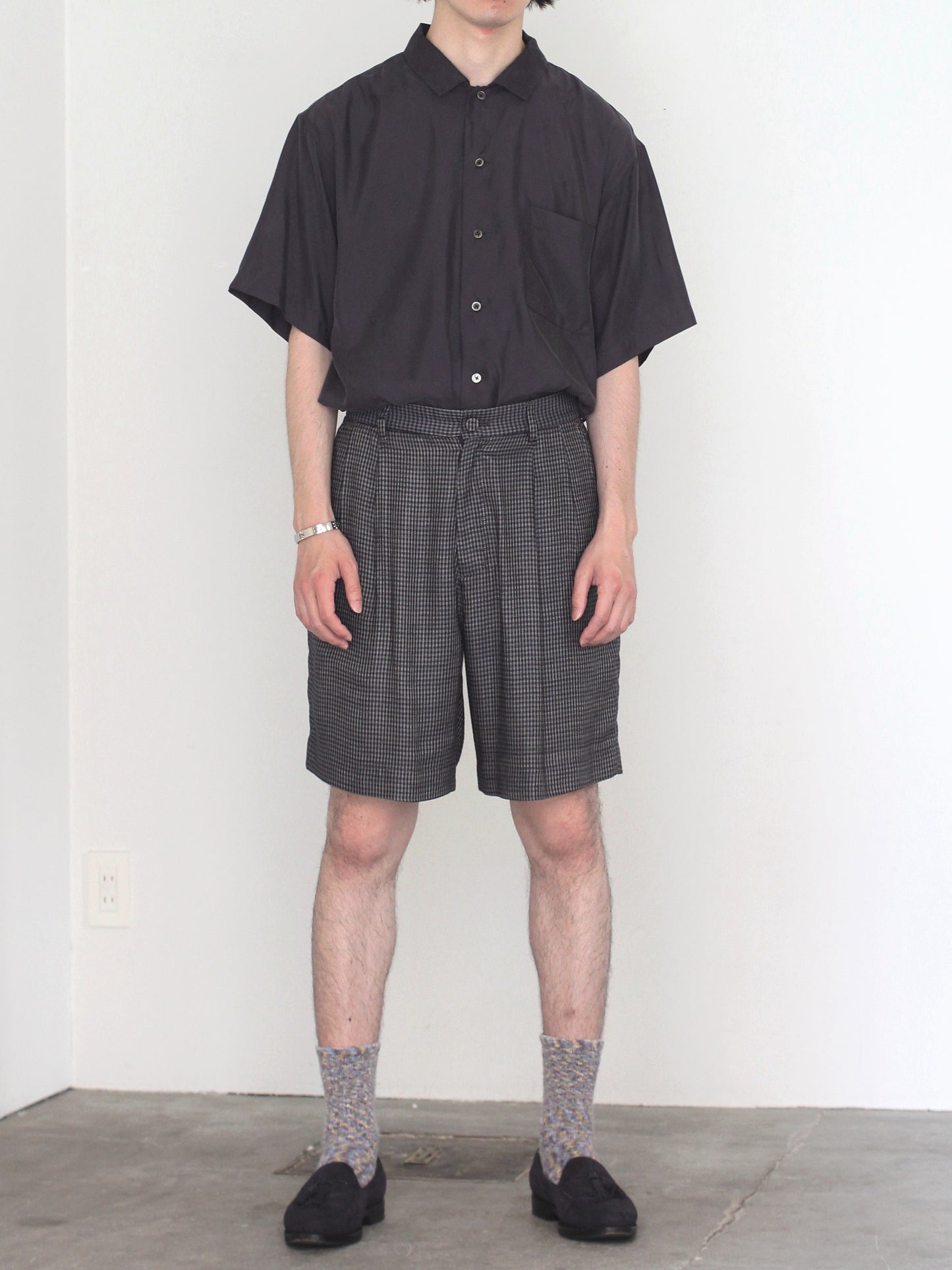 MATSUFUJI/Cupra Check Short Trousers "GREEN×NAVY"