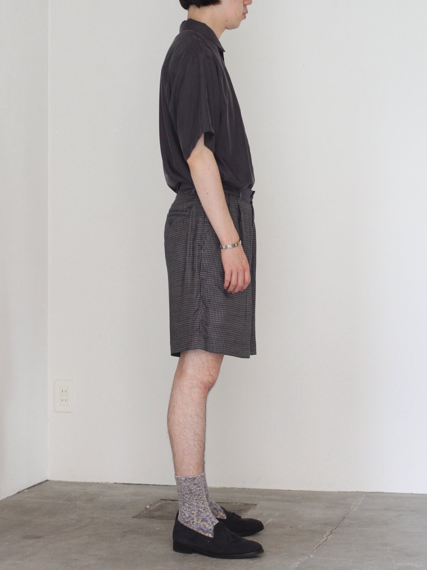 MATSUFUJI/Cupra Check Short Trousers "GREEN×NAVY"