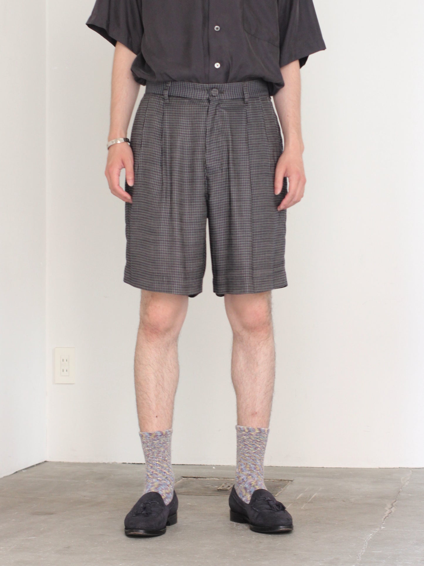 MATSUFUJI/Cupra Check Short Trousers "GREEN×NAVY"