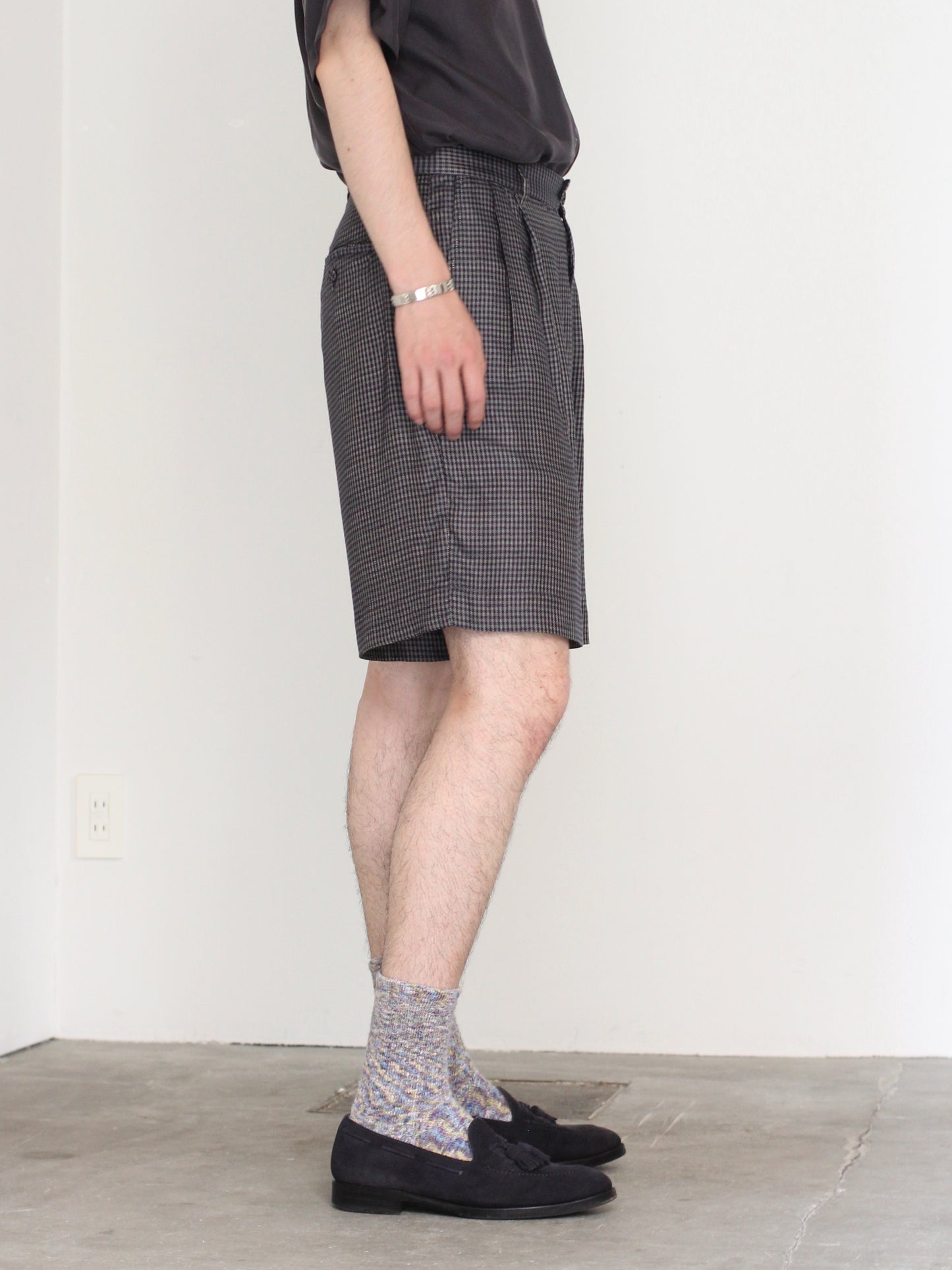 MATSUFUJI/Cupra Check Short Trousers "GREEN×NAVY"