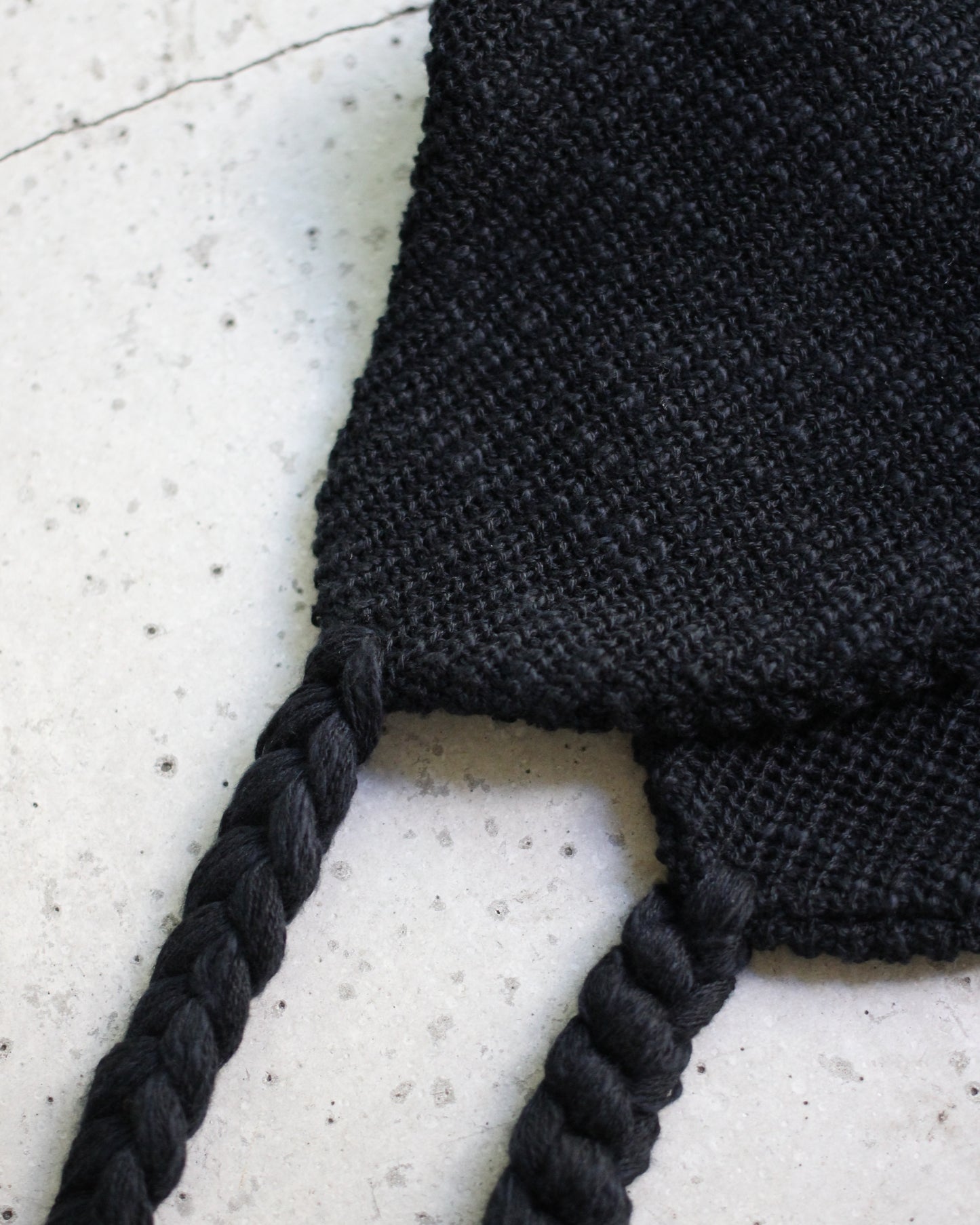 KIJIMA TAKAYUKI/COTTON ACRYLIC KNIT EAR CAP "BLACK×BLACK"