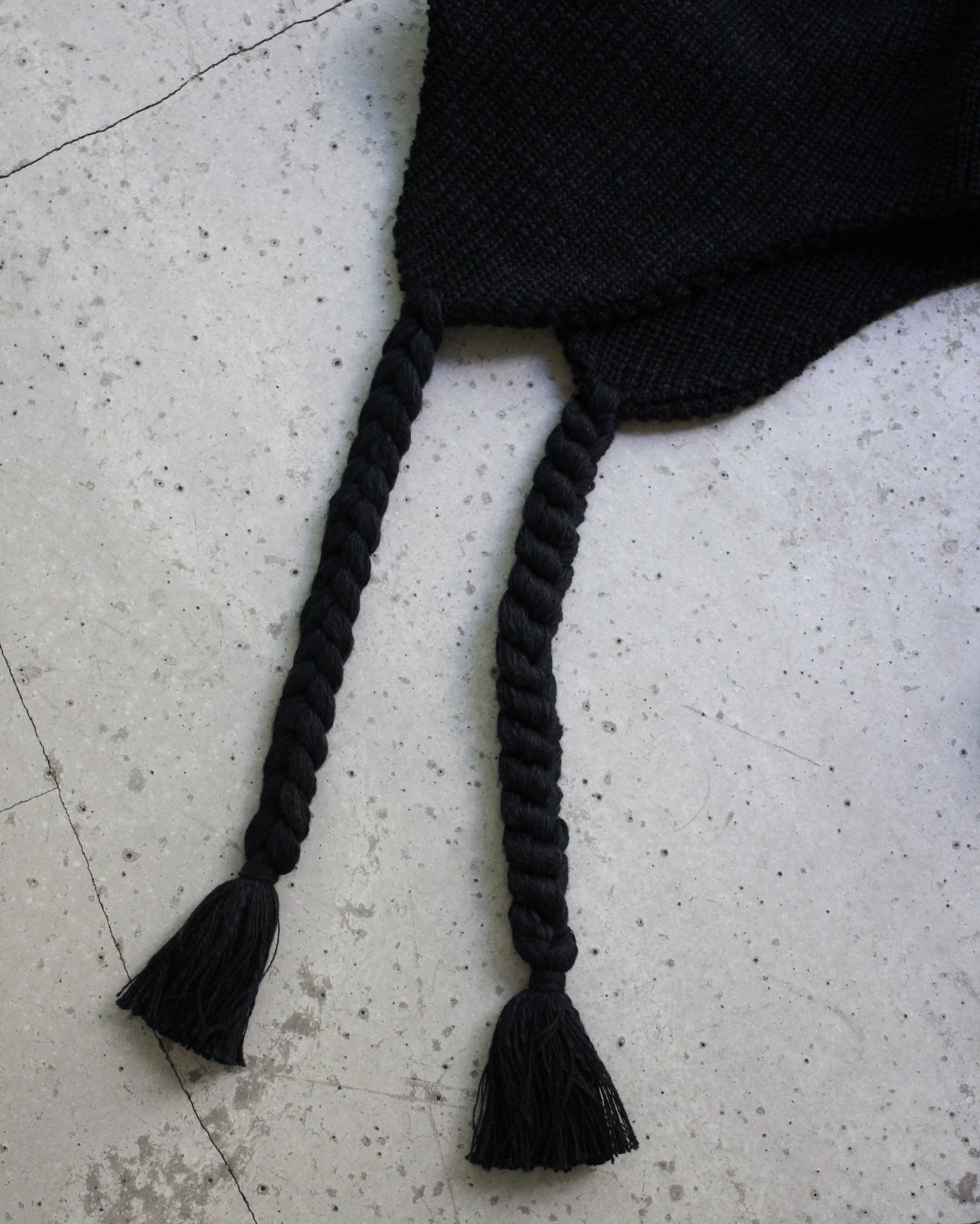 KIJIMA TAKAYUKI/COTTON ACRYLIC KNIT EAR CAP "BLACK×BLACK"