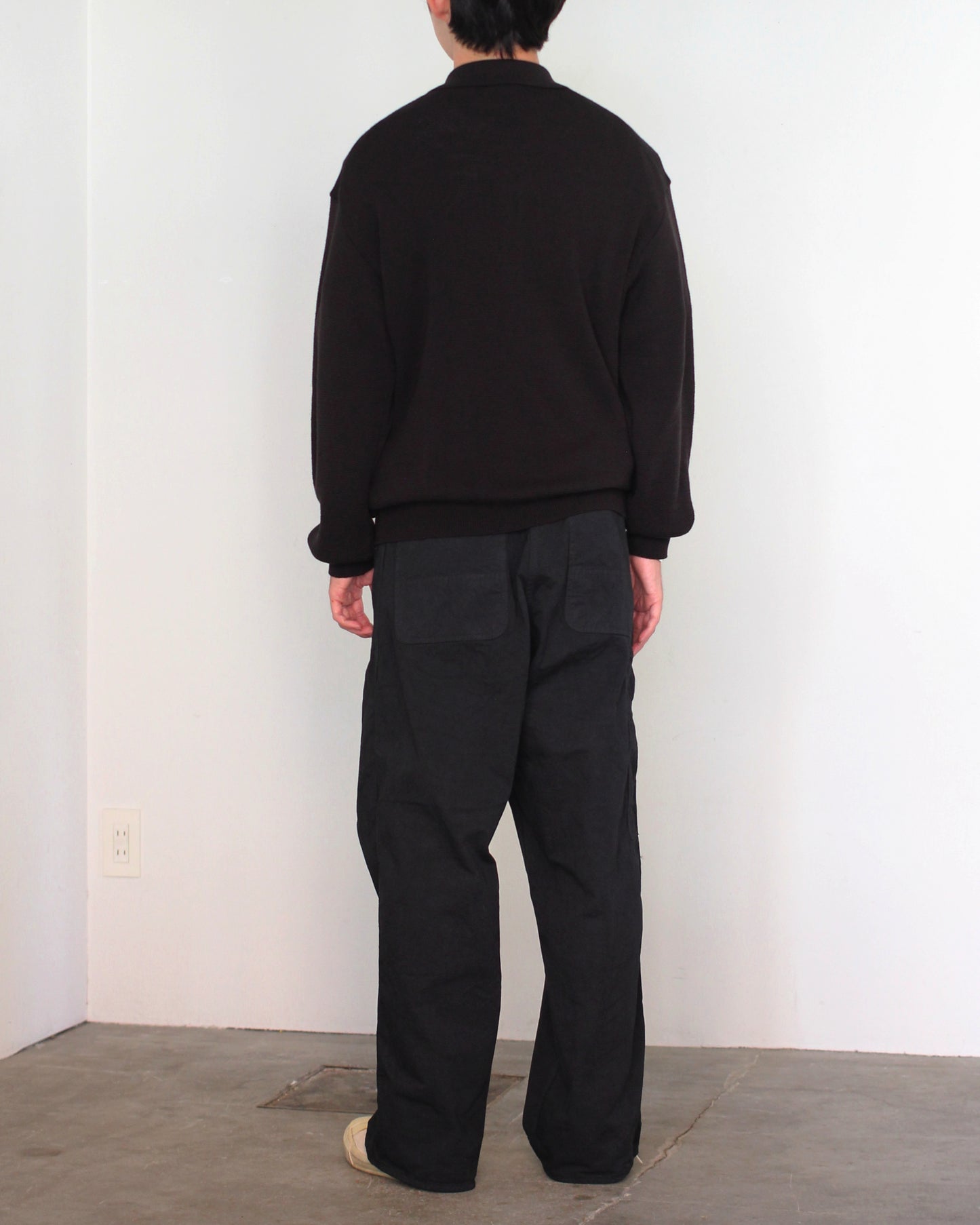 ulterior / SUPER SOFT LOOSE MILANO RIB KNIT POLO "BLACK"
