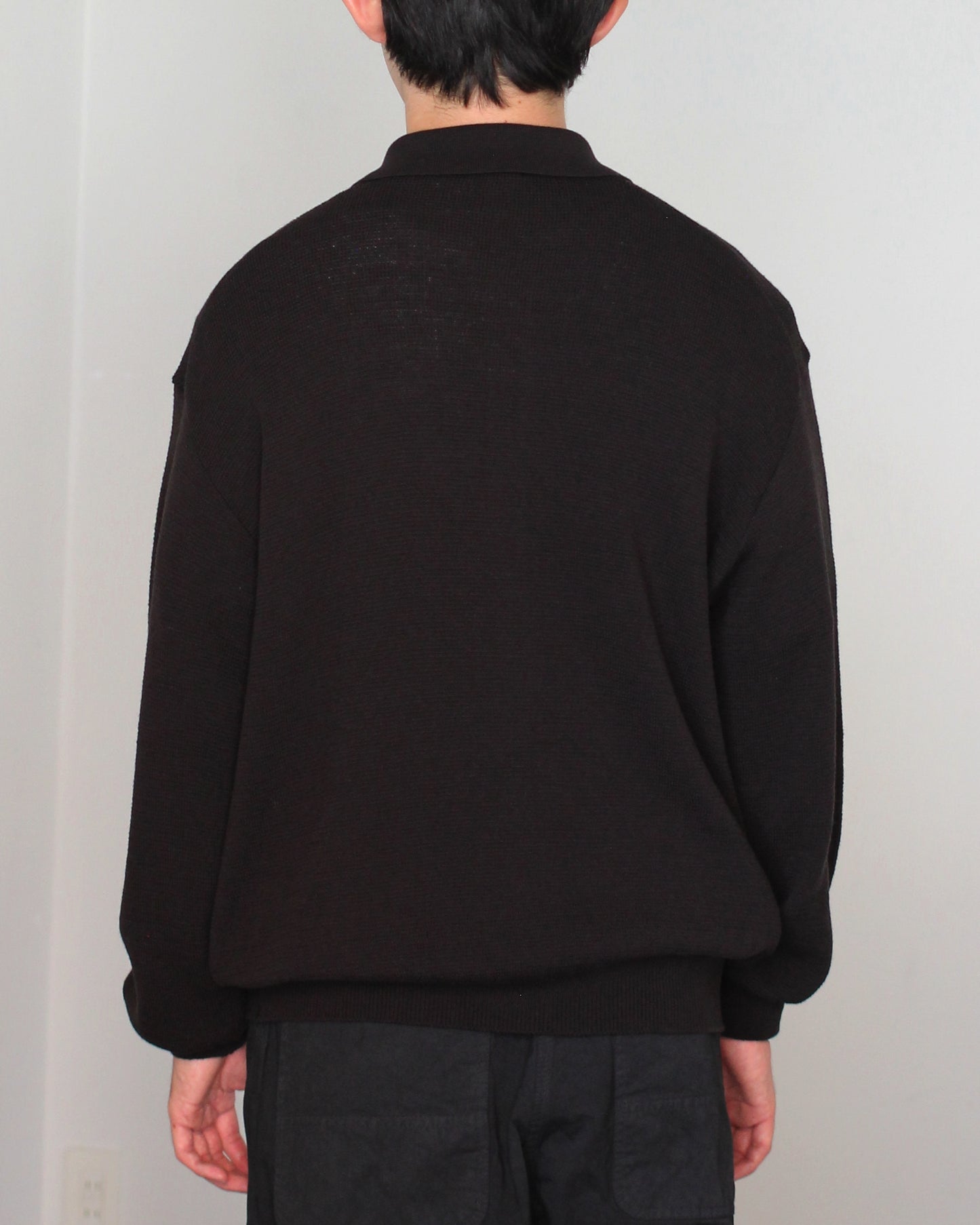 ulterior / SUPER SOFT LOOSE MILANO RIB KNIT POLO "BLACK"