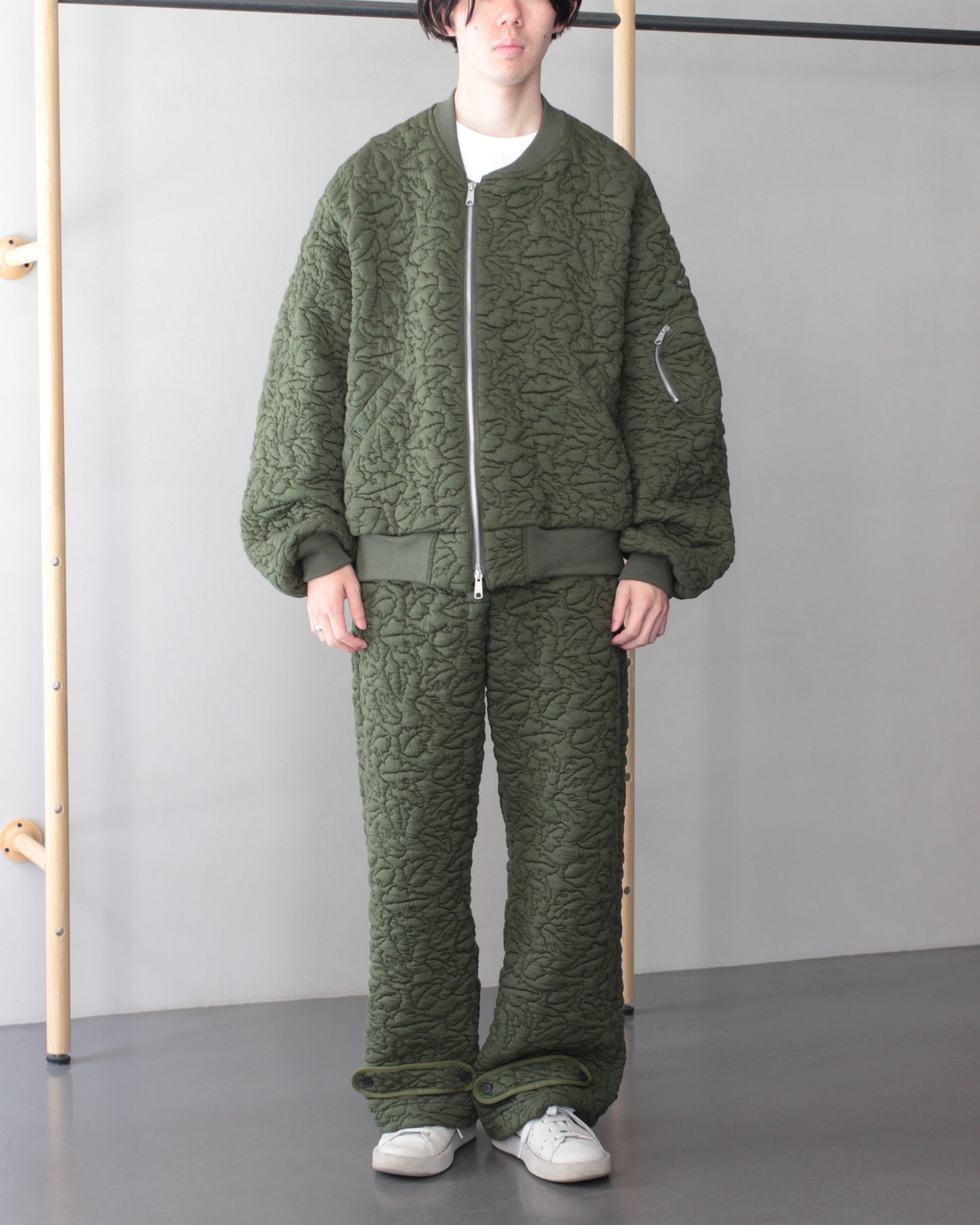 MATSUFUJI / Leaves Quilted Jacquard Jacket "OLIVE"