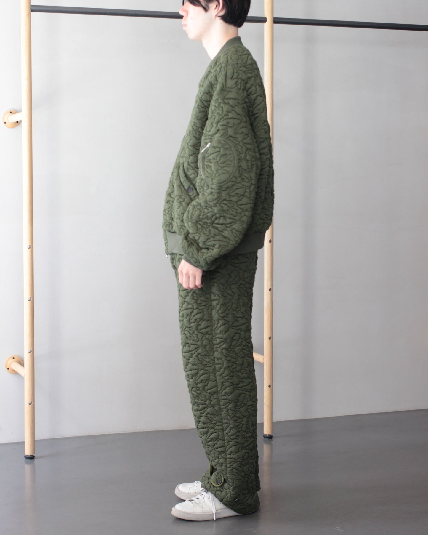MATSUFUJI / Leaves Quilted Jacquard Jacket "OLIVE"
