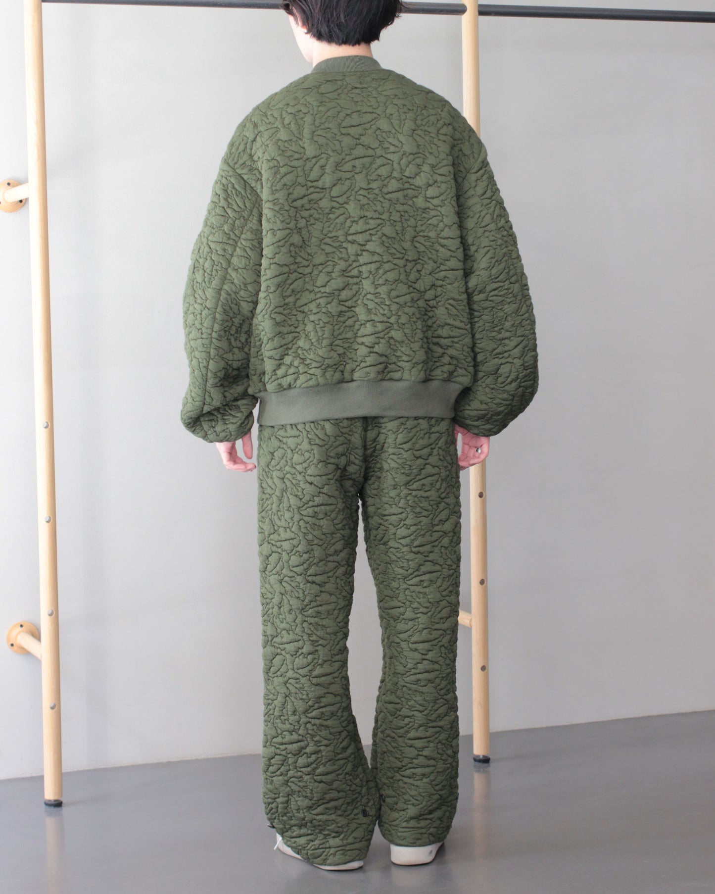 MATSUFUJI / Leaves Quilted Jacquard Jacket "OLIVE"