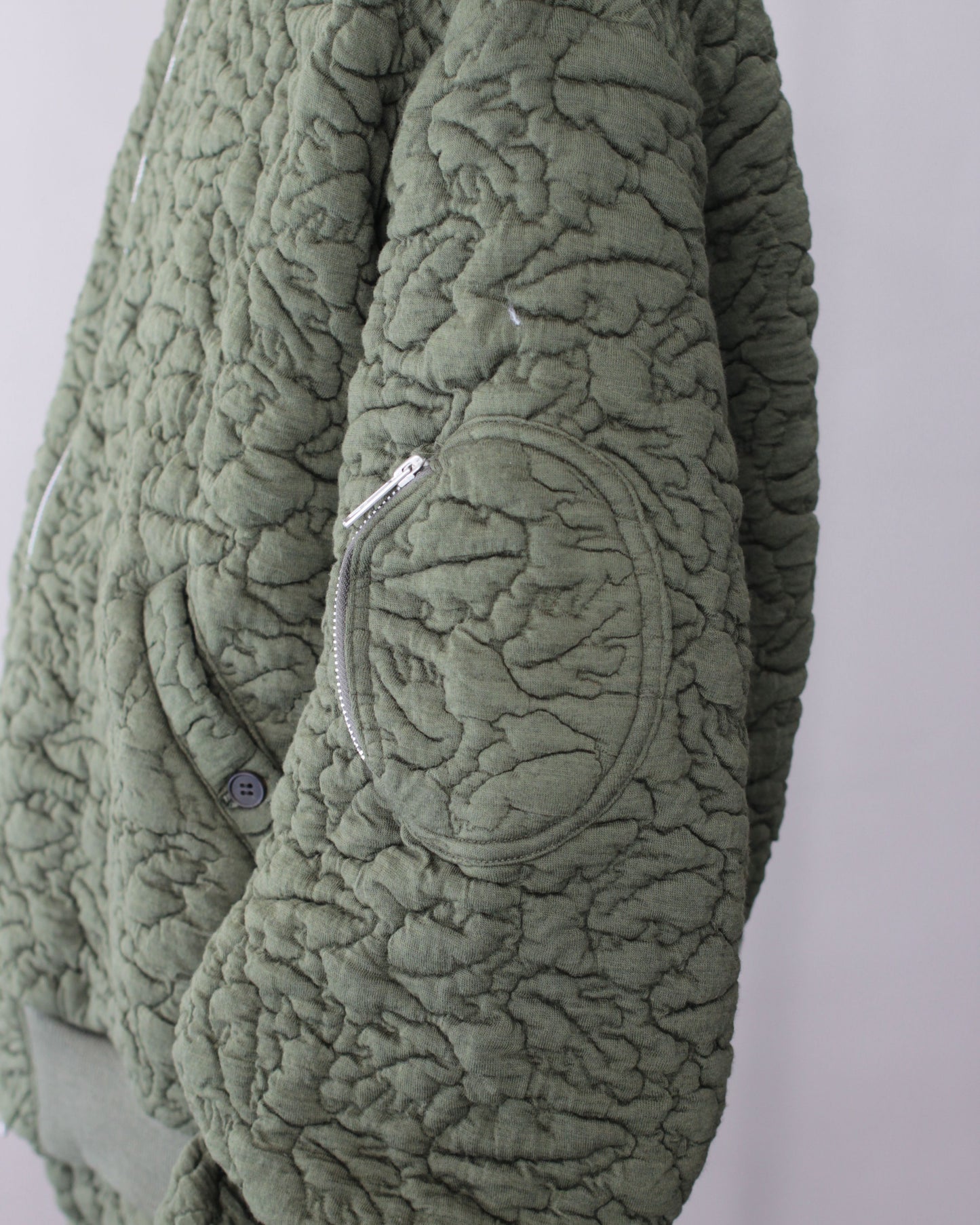 MATSUFUJI / Leaves Quilted Jacquard Jacket "OLIVE"