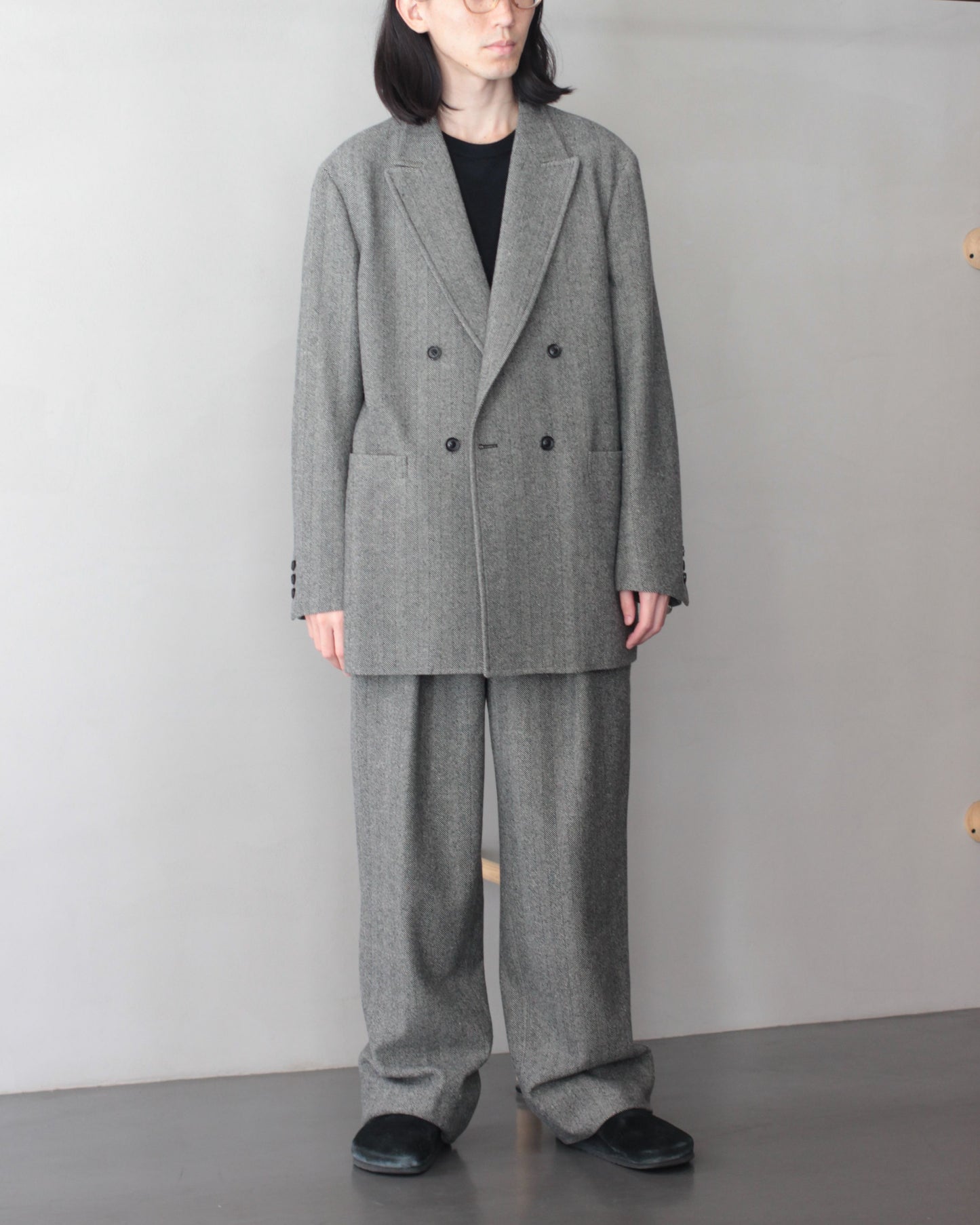 ulterior / WOOL SILK HERINGBONE D/B JKT