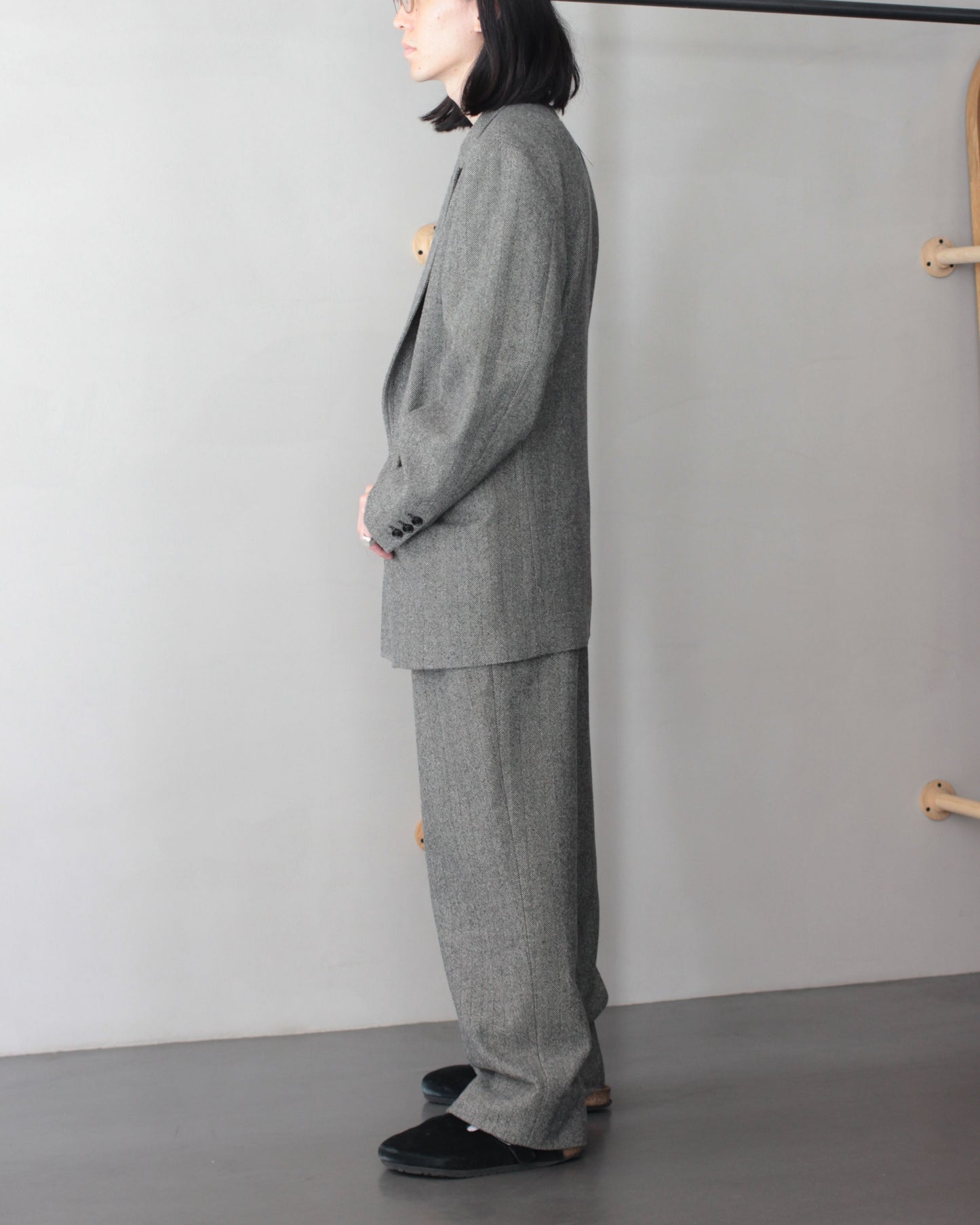 ulterior / WOOL SILK HERINGBONE D/B JKT