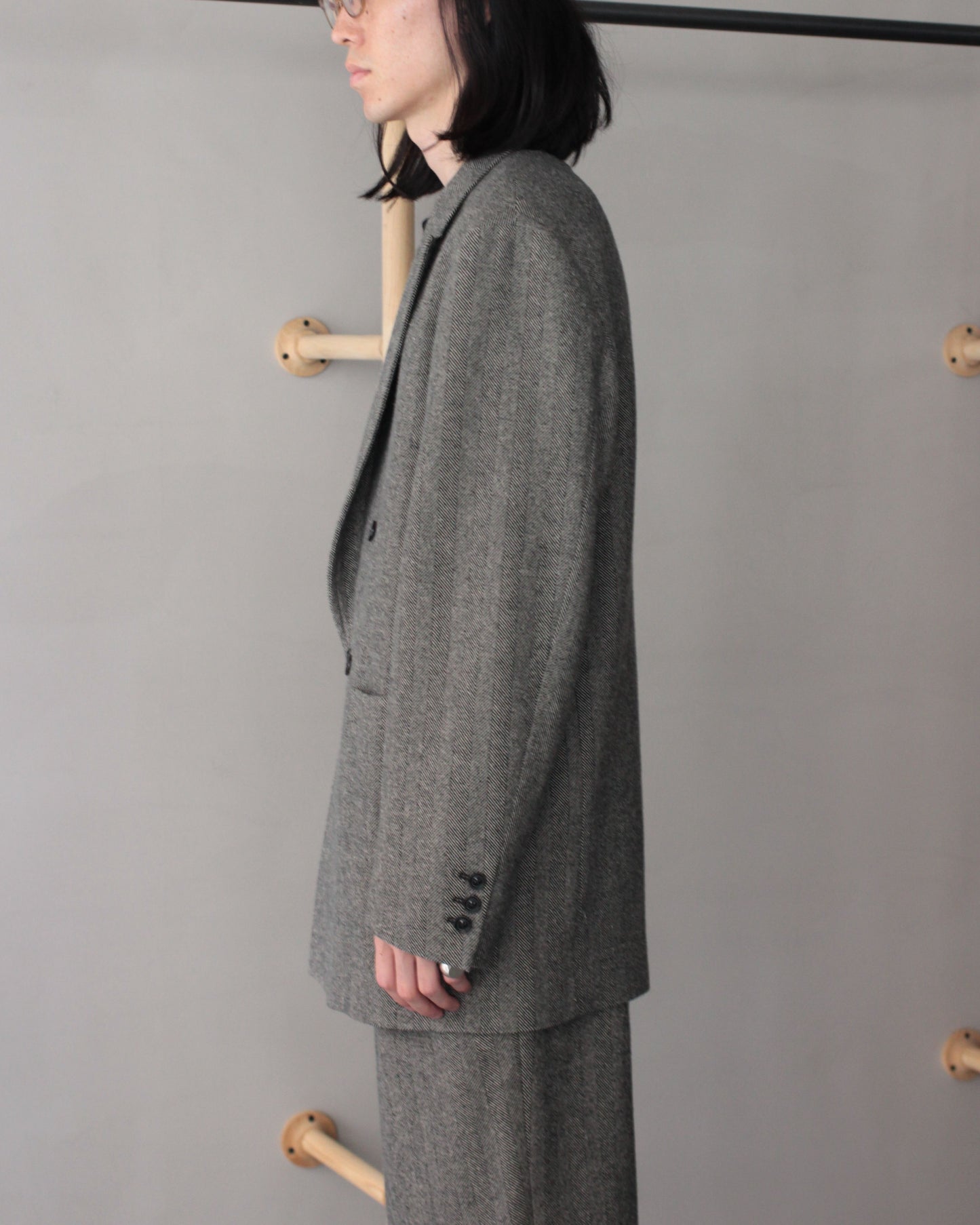 ulterior / WOOL SILK HERINGBONE D/B JKT