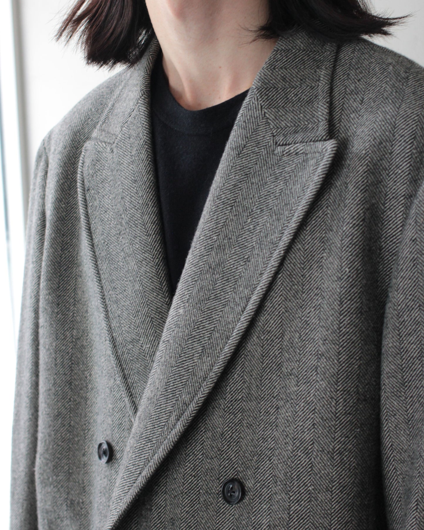 ulterior / WOOL SILK HERINGBONE D/B JKT