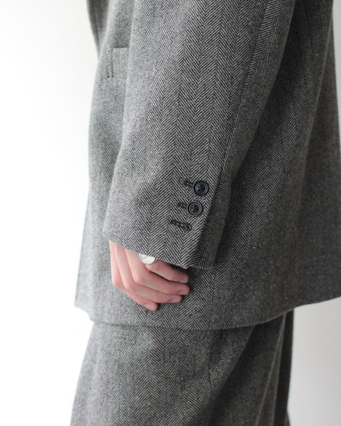 ulterior / WOOL SILK HERINGBONE D/B JKT