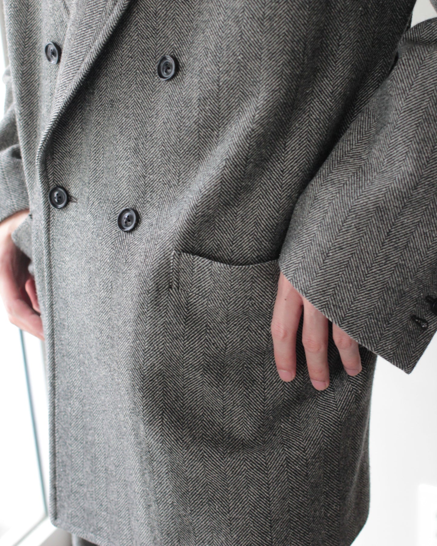 ulterior / WOOL SILK HERINGBONE D/B JKT