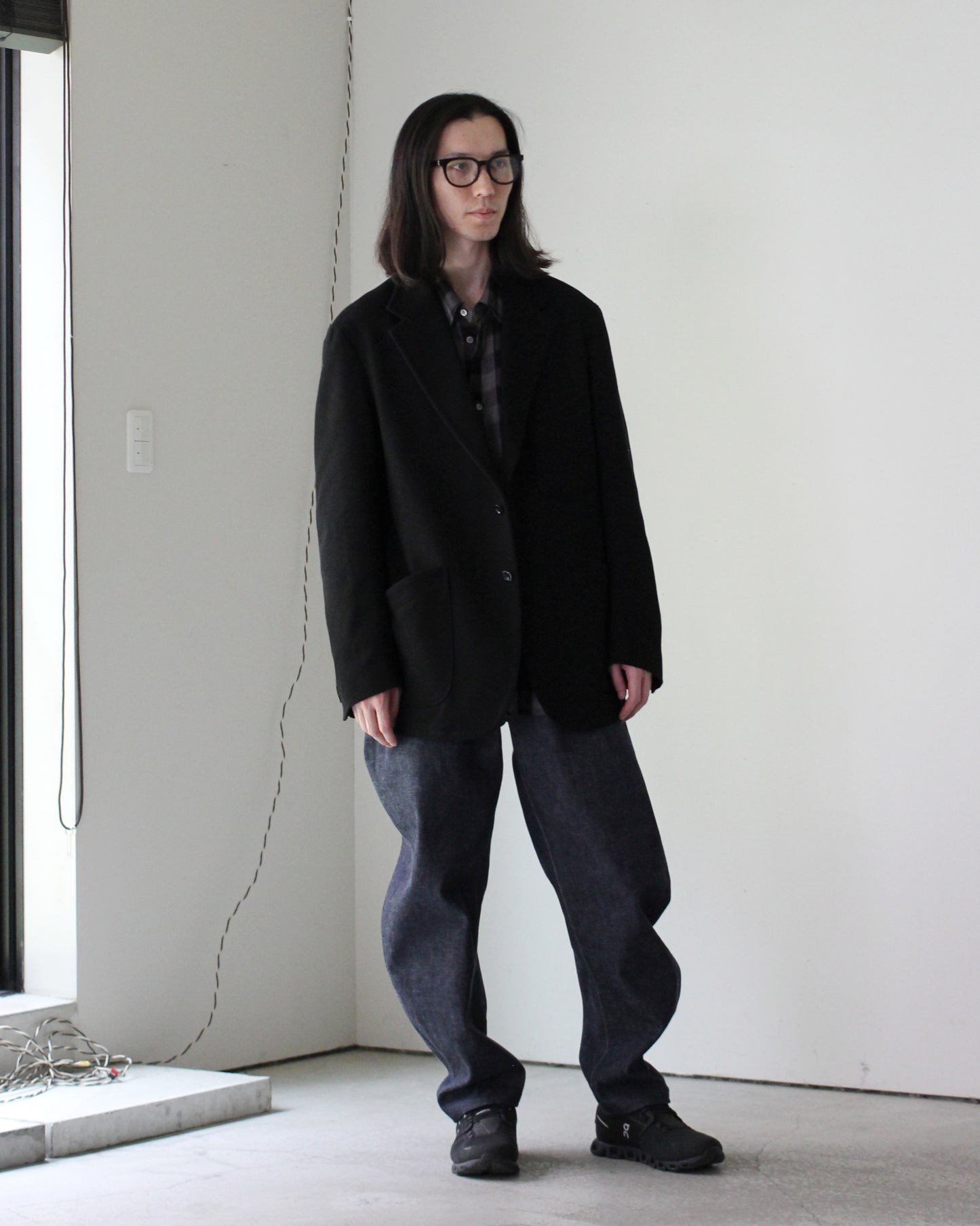 JACKET/001 COTTON KERSEY JACKET "BLACK"
