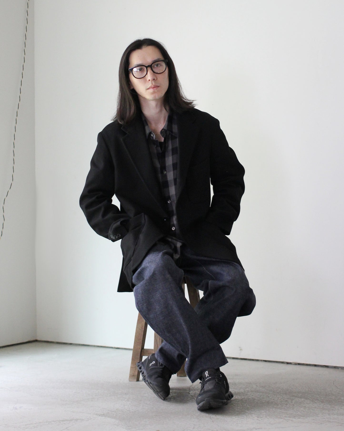 JACKET/001 COTTON KERSEY JACKET "BLACK"