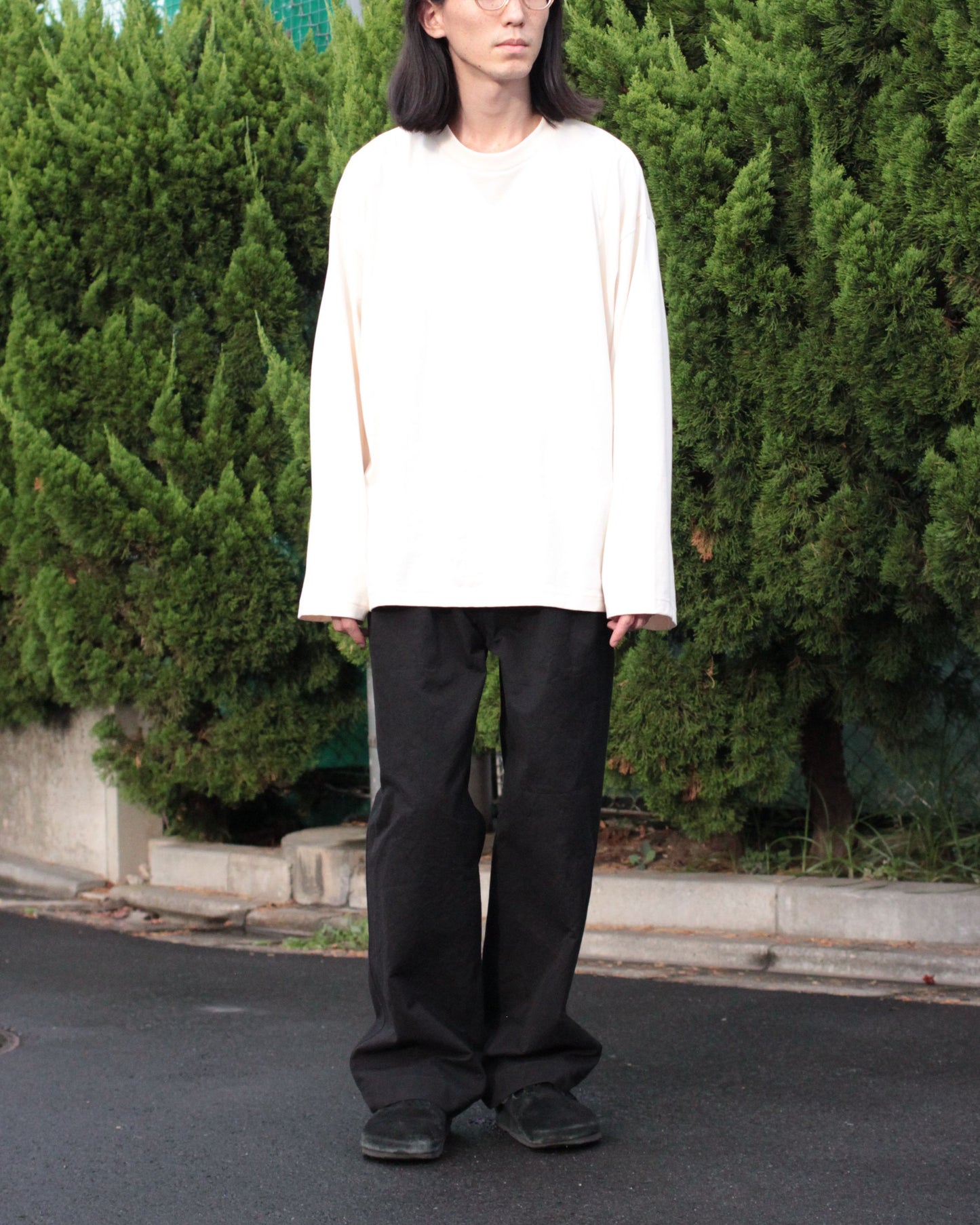 REVERBERATE/WIDE LONG SLEEVE T-SHIRT "ECRU"