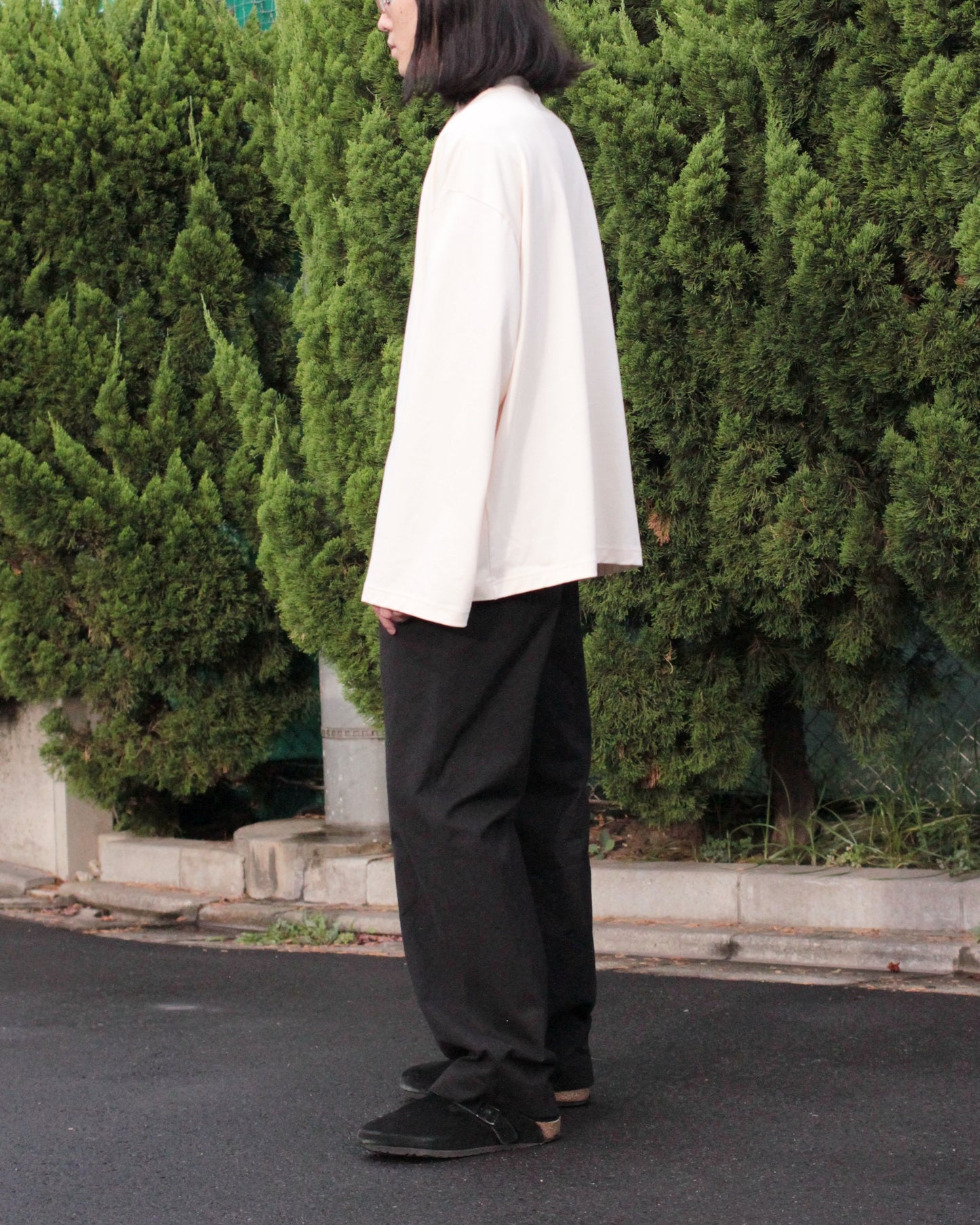 REVERBERATE/WIDE LONG SLEEVE T-SHIRT "ECRU"