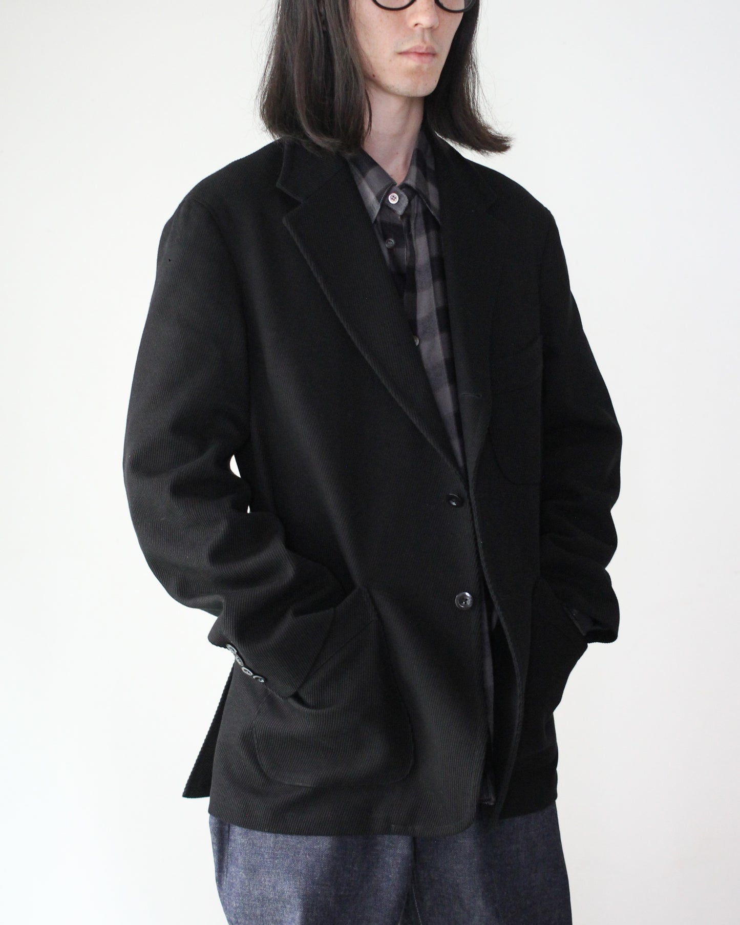 JACKET/001 COTTON KERSEY JACKET "BLACK"