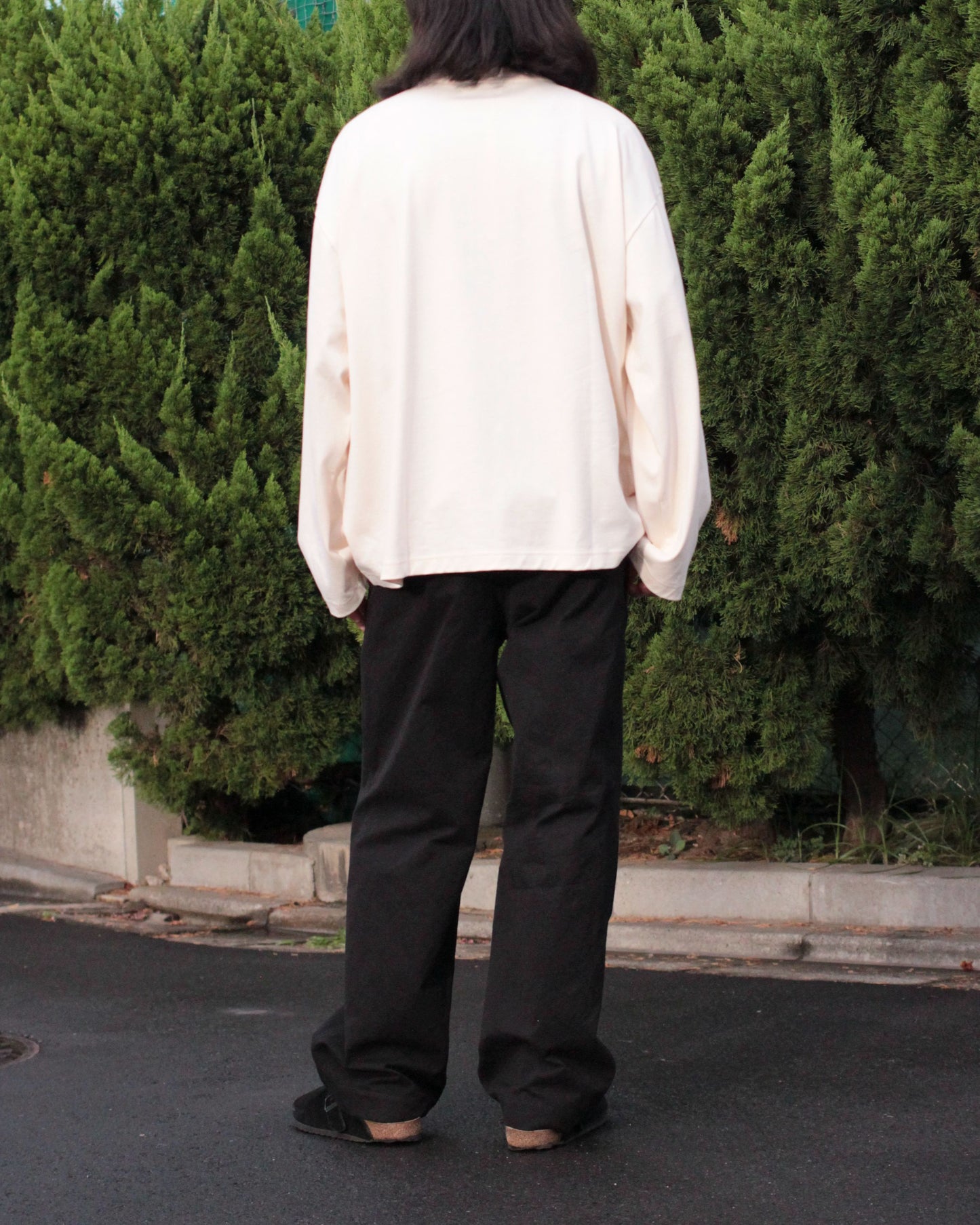 REVERBERATE/WIDE LONG SLEEVE T-SHIRT "ECRU"