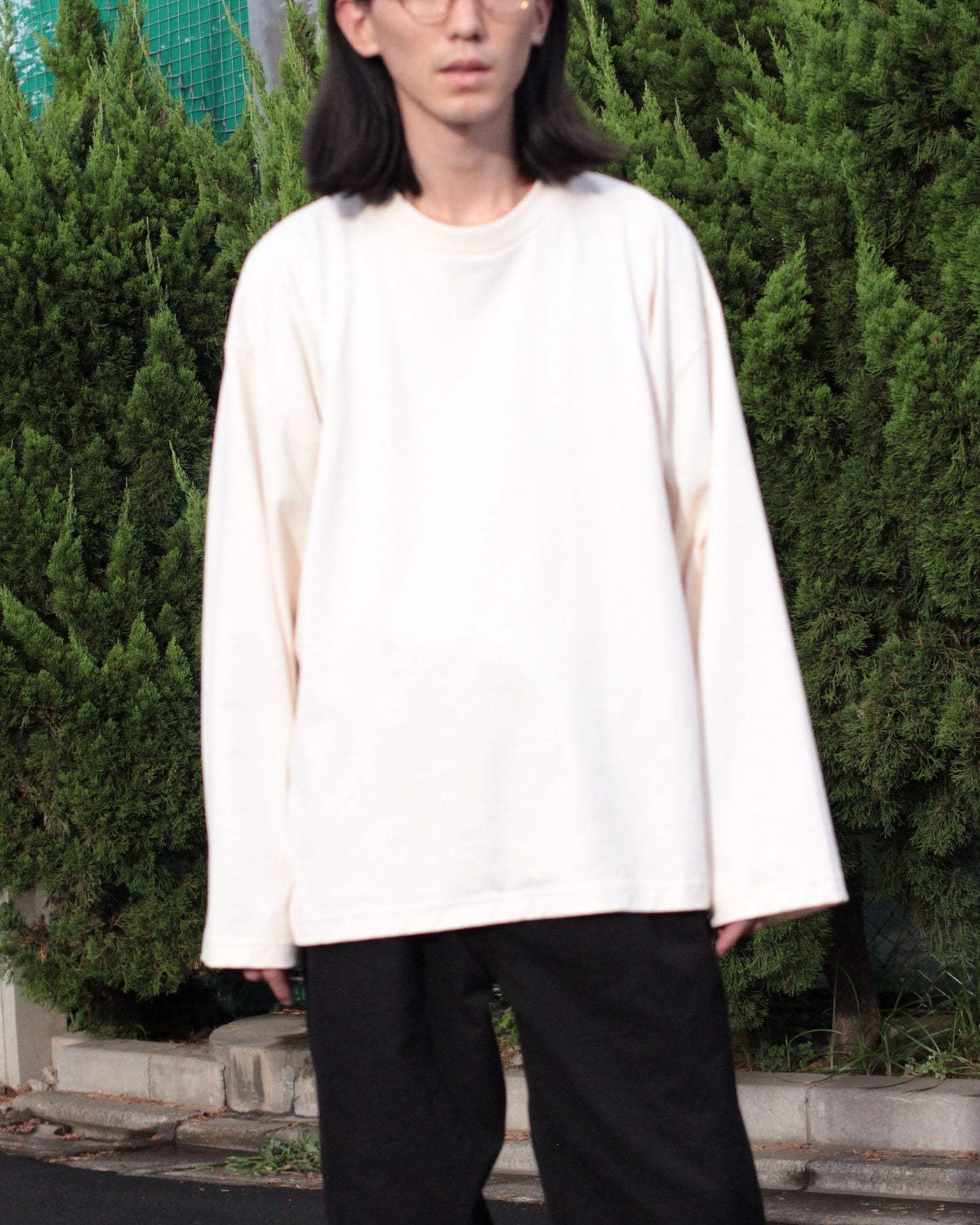 REVERBERATE/WIDE LONG SLEEVE T-SHIRT "ECRU"