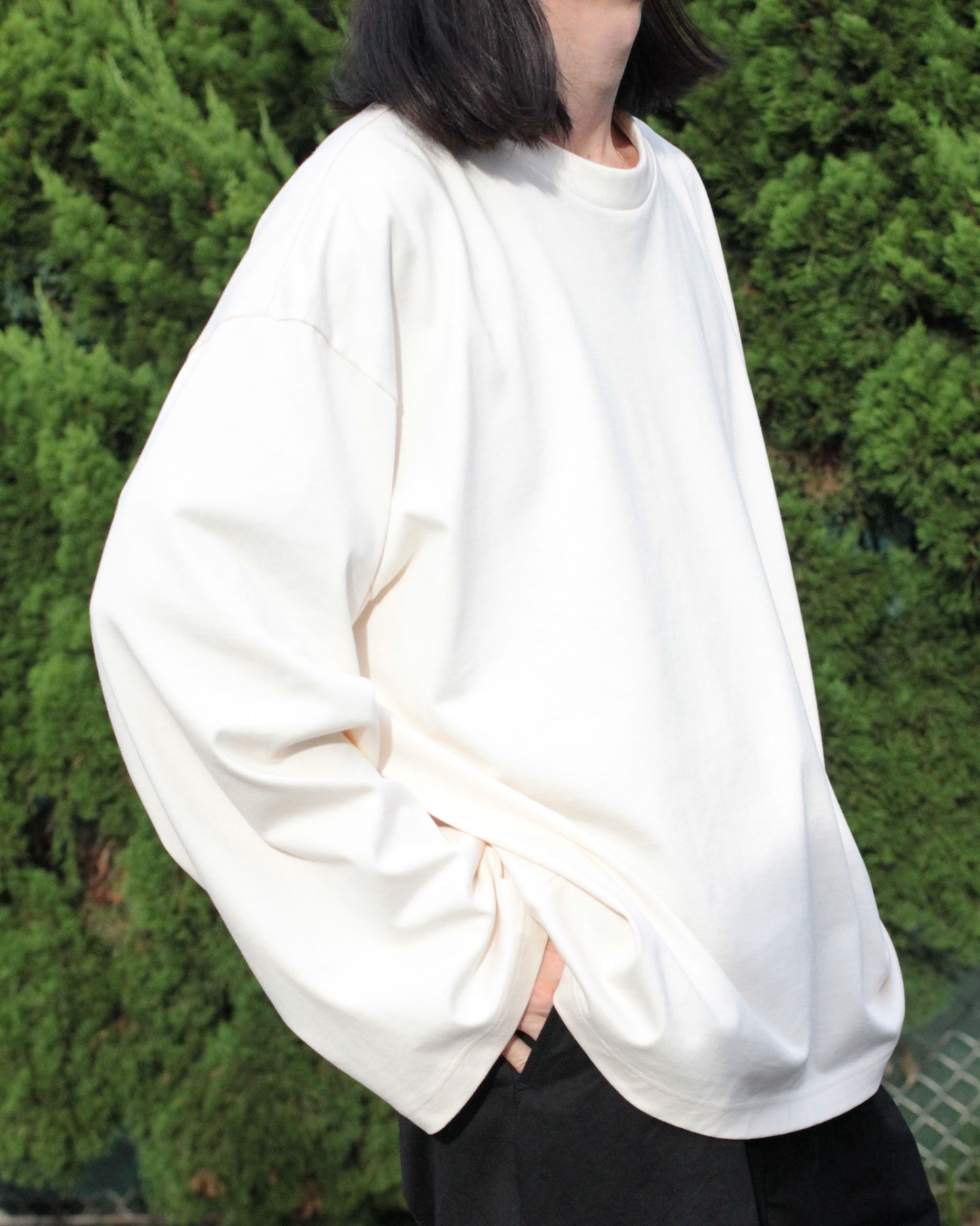 REVERBERATE/WIDE LONG SLEEVE T-SHIRT "ECRU"