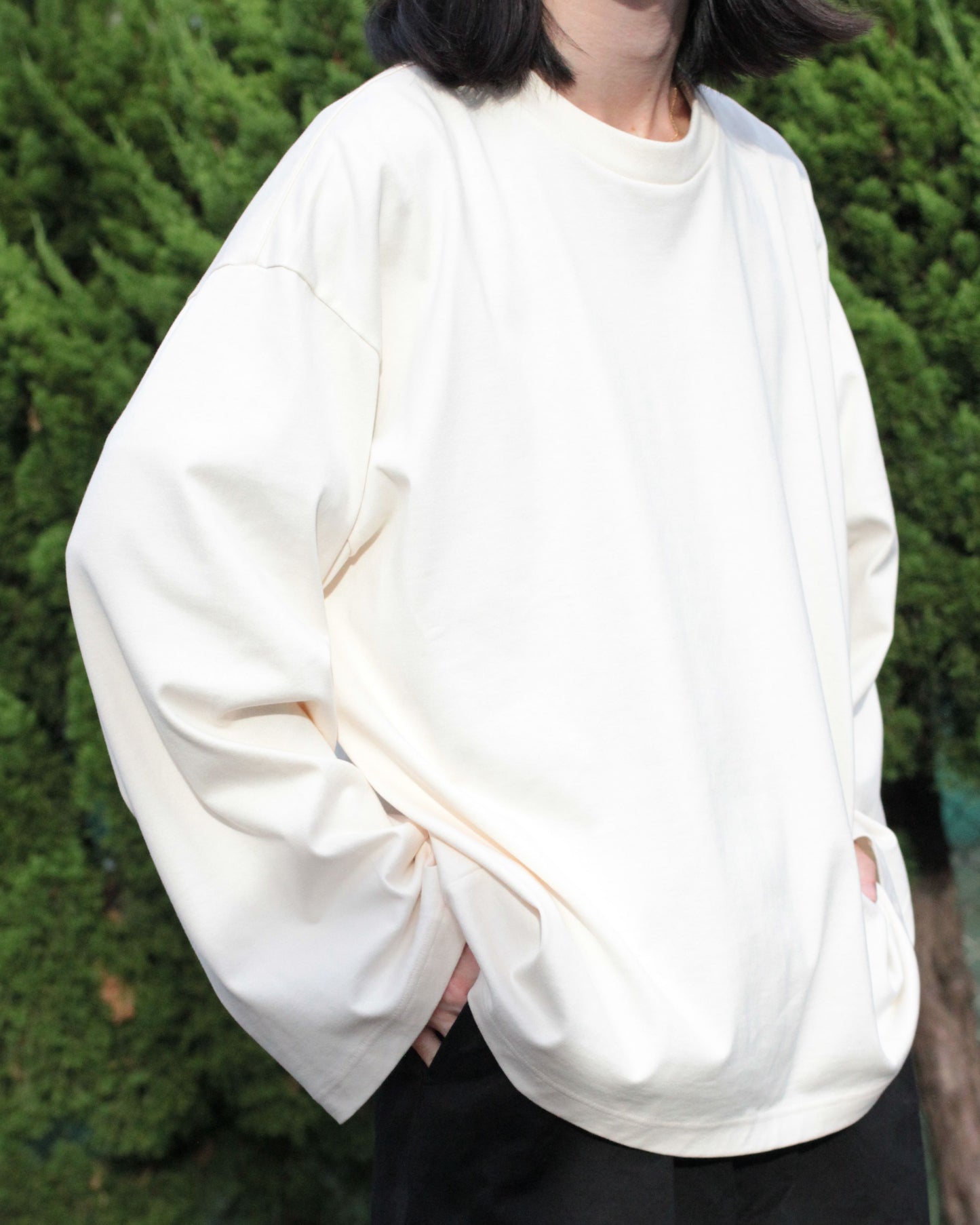 REVERBERATE/WIDE LONG SLEEVE T-SHIRT "ECRU"