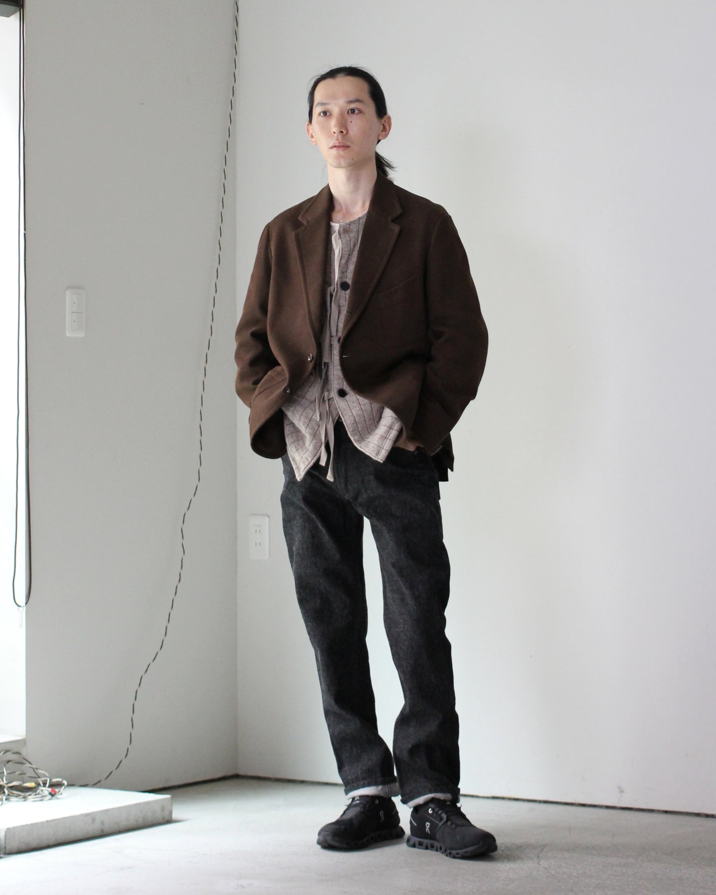 JACKET/001 COTTON KERSEY JACKET "BROWN"