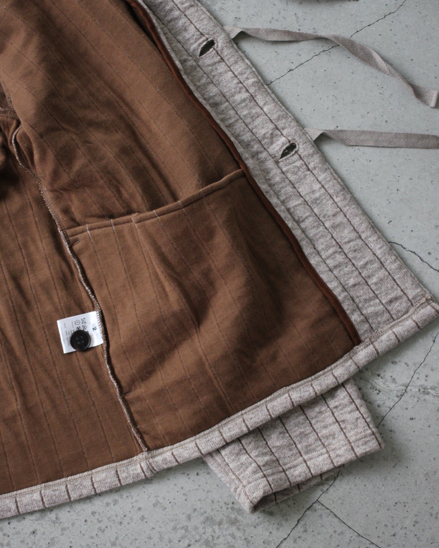 MATSUFUJI/Striped Quilt Jacquard Cardigan "BGE×BRN"